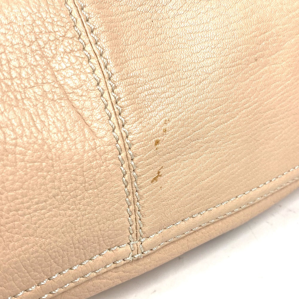 FENDI Handbag leather beige FF logo Women Used