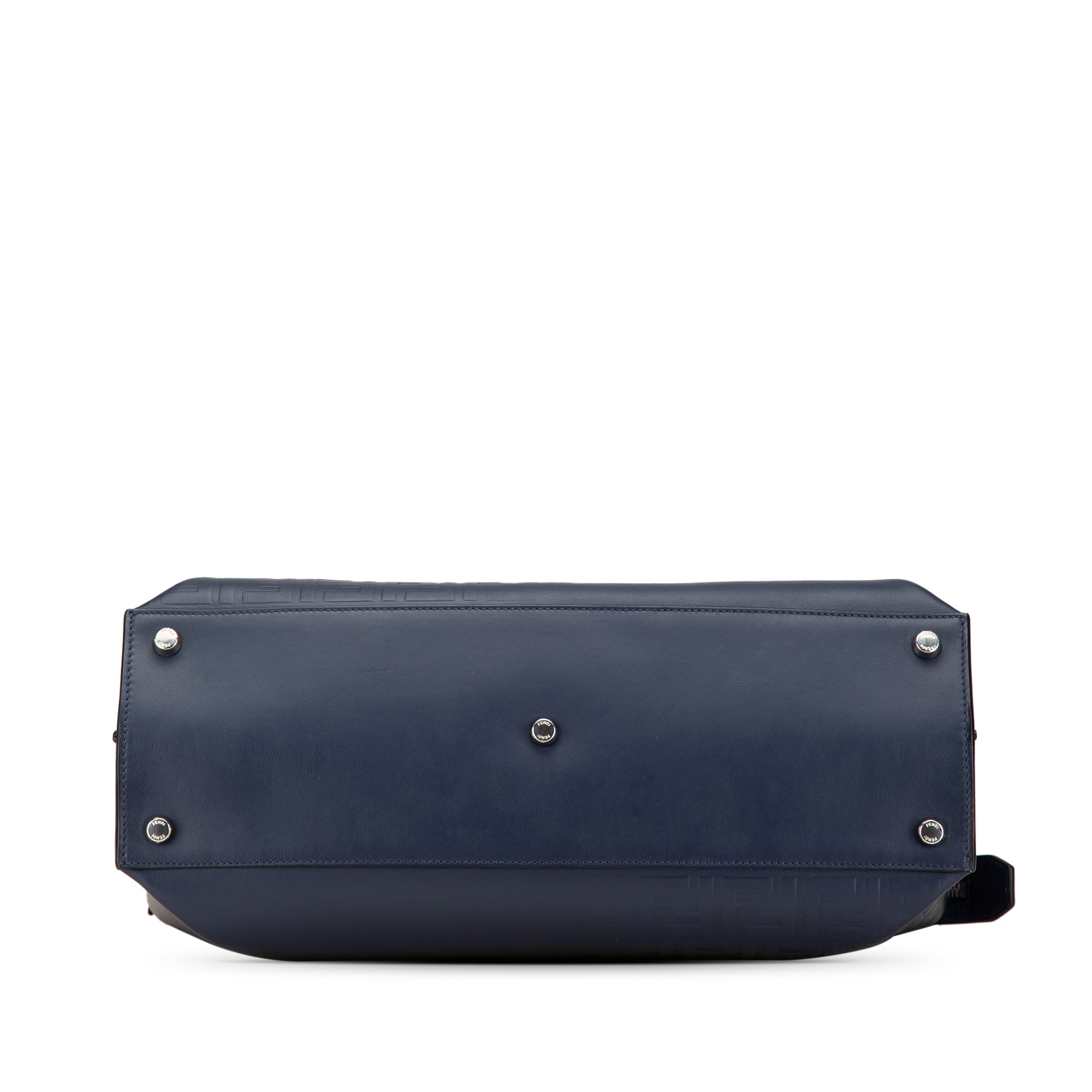 Blue Fendi Large Zucca Embossed Leather Peekaboo Iconic Essential Satchel