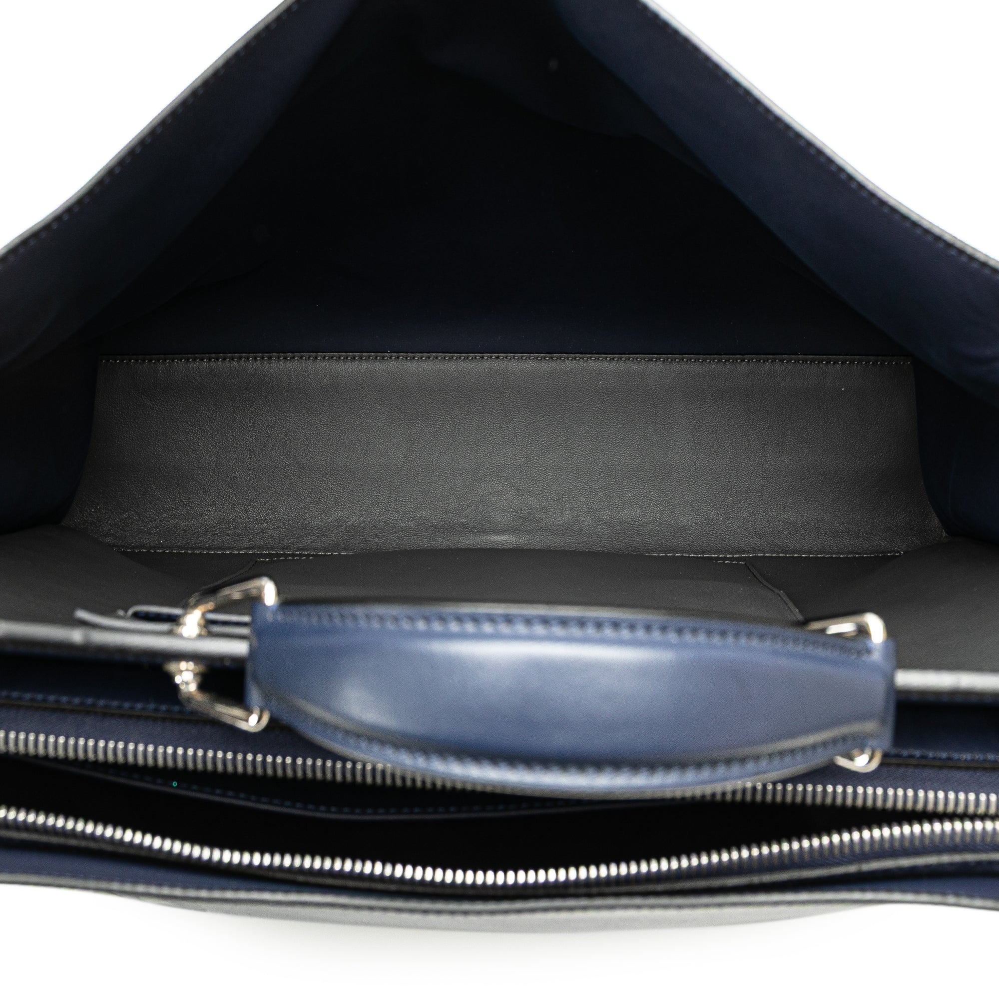 Blue Fendi Large Zucca Embossed Leather Peekaboo Iconic Essential Satchel