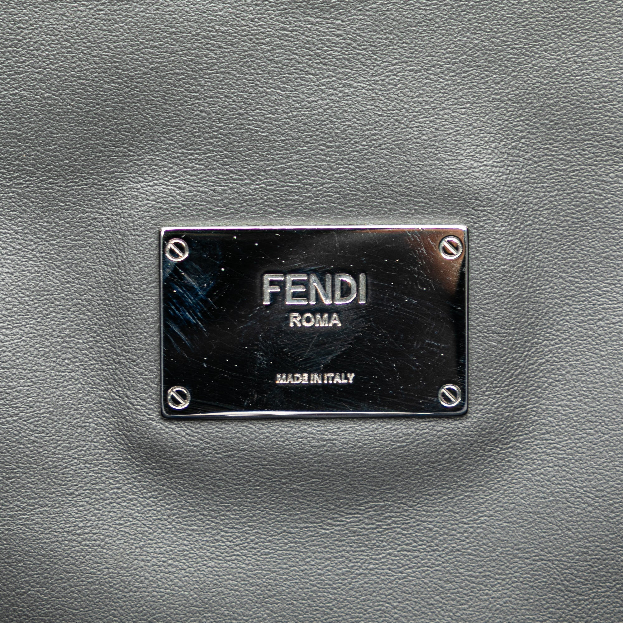 Blue Fendi Large Zucca Embossed Leather Peekaboo Iconic Essential Satchel