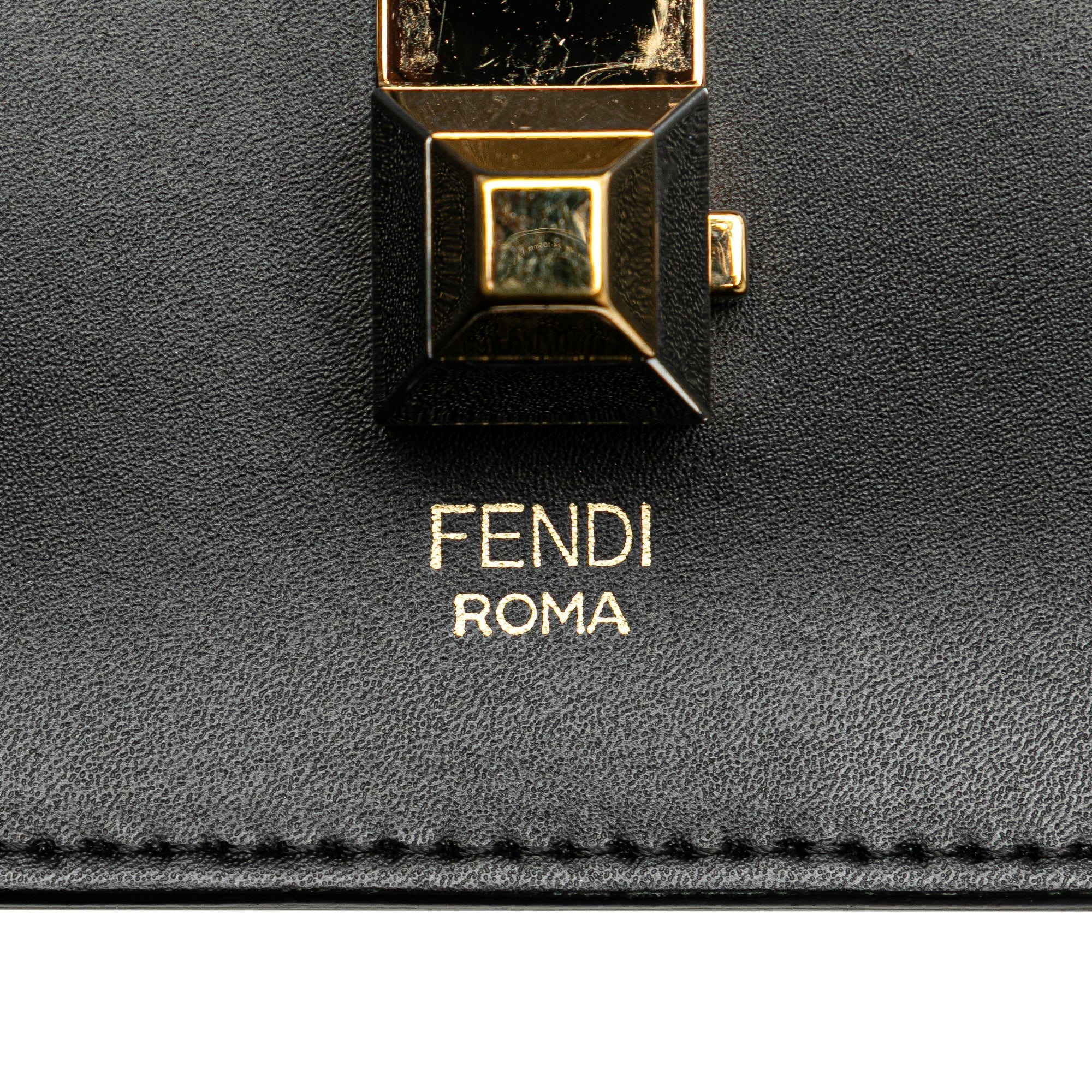 Black Fendi Small Scalloped Studded Leather Kan I Crossbody