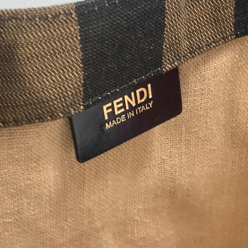 FENDI Tote Bag 8BH252 Leather / canvas Brown Shoulder Bag Shoulder Bag Pecan mens Used