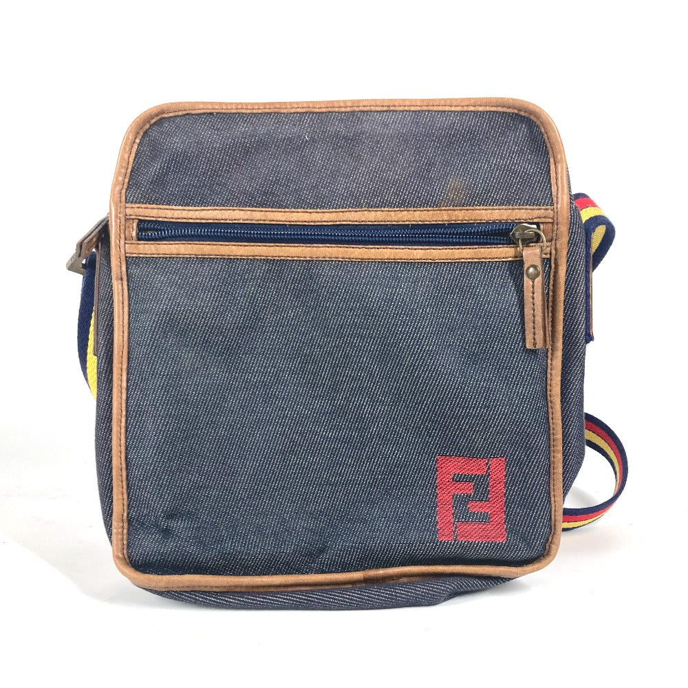 FENDI Shoulder Bag denim blue Pochette logo unisex(Unisex) Used