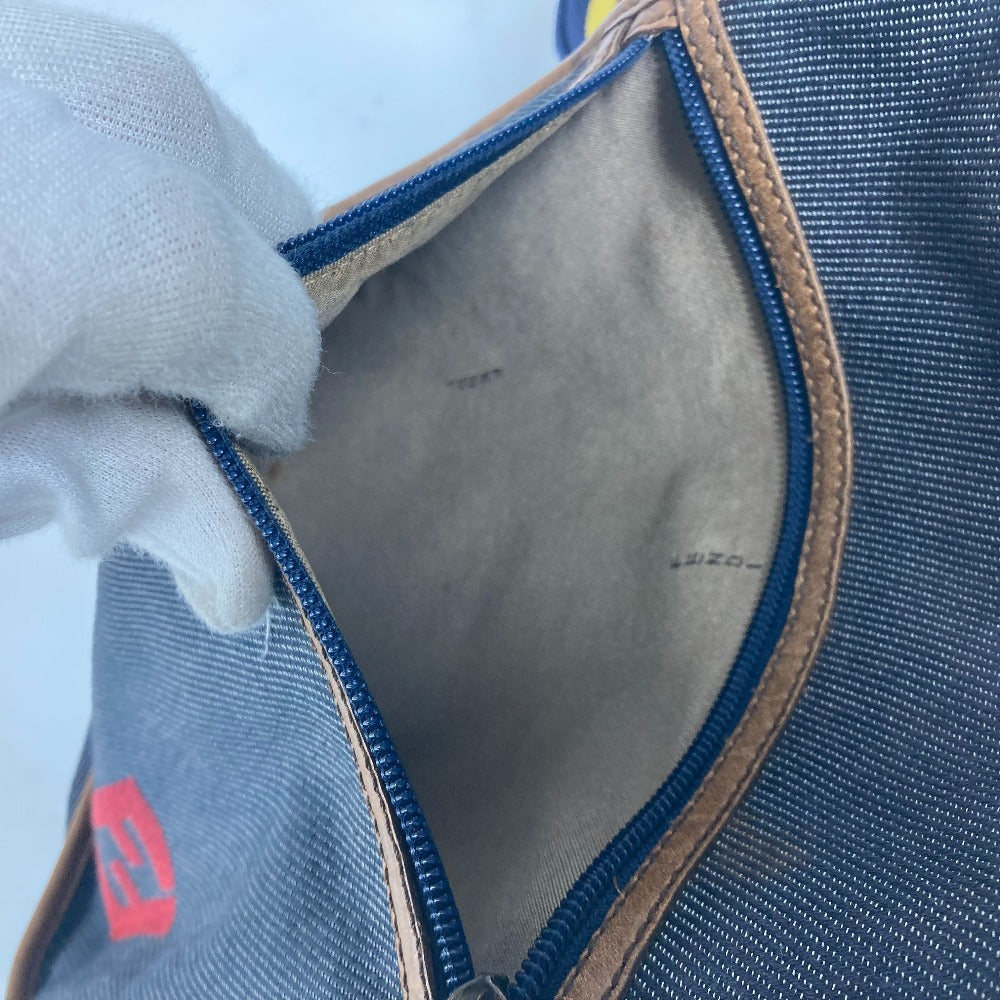 FENDI Shoulder Bag denim blue Pochette logo unisex(Unisex) Used