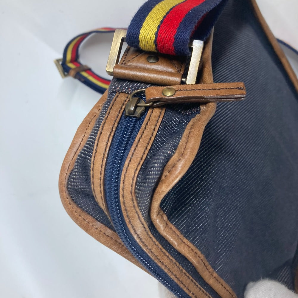 FENDI Shoulder Bag denim blue Pochette logo unisex(Unisex) Used