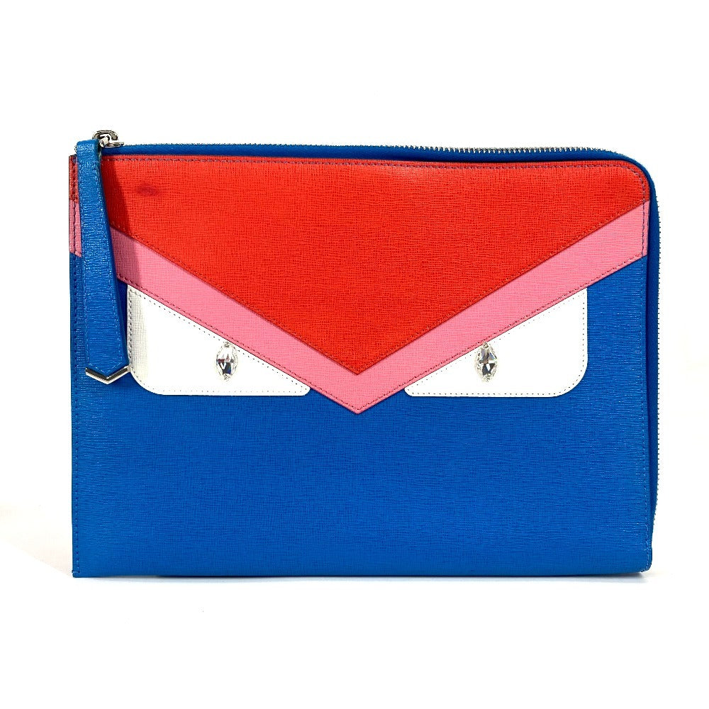 FENDI Clutch bag 8M0363 leather blue Monster Bugs Rhinestone Women(Unisex) Used