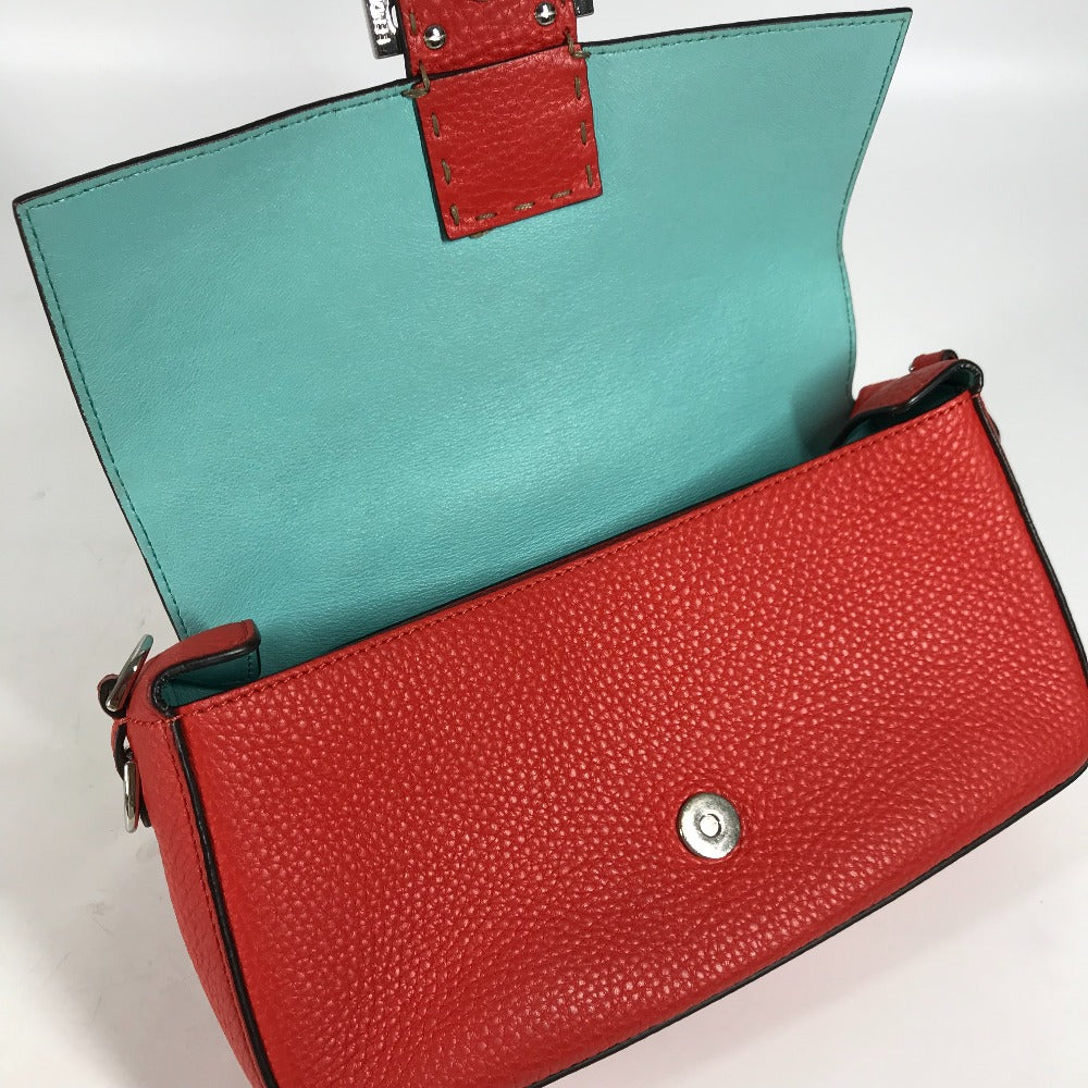 FENDI Shoulder Bag leather Red Mamma Bucket Celeria Women Secondhand