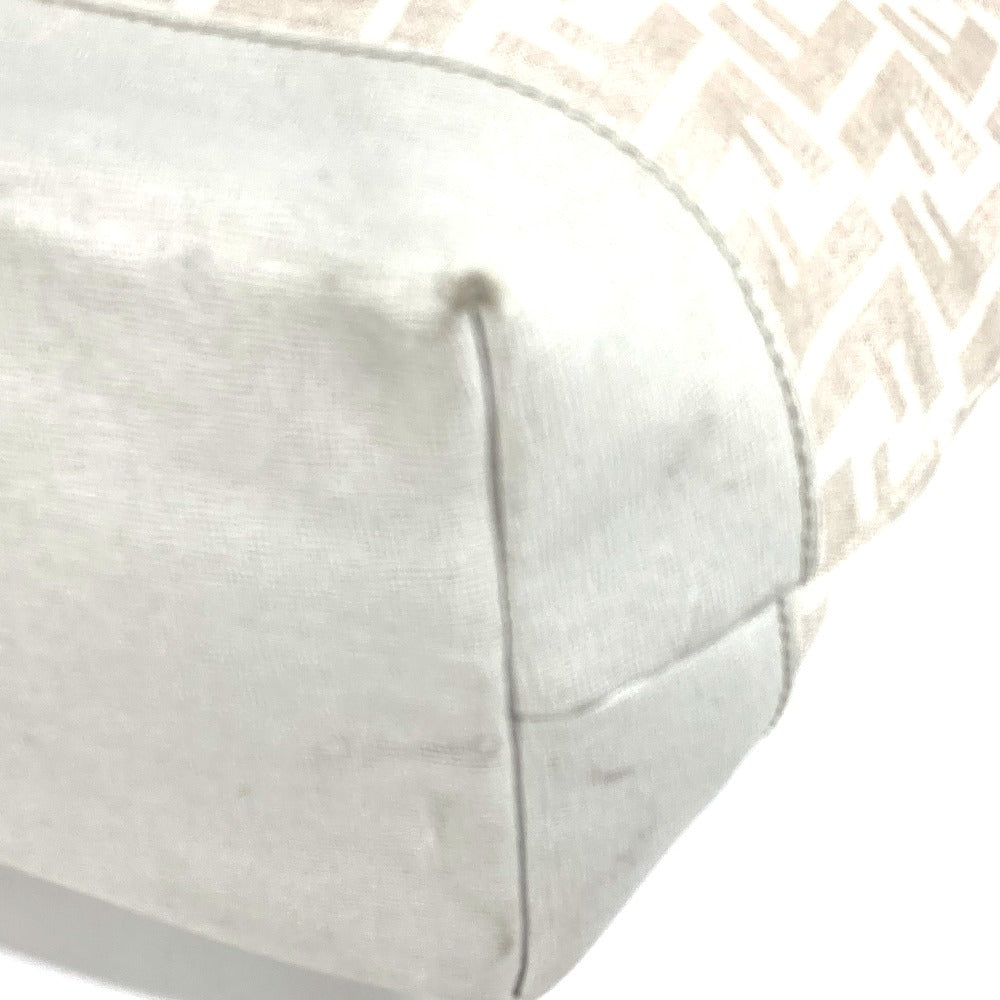 FENDI Shoulder Bag 8BH185 Leather / canvas white Bag Shoulder Bag Tote Bag Zucca logo metal plate Women Used