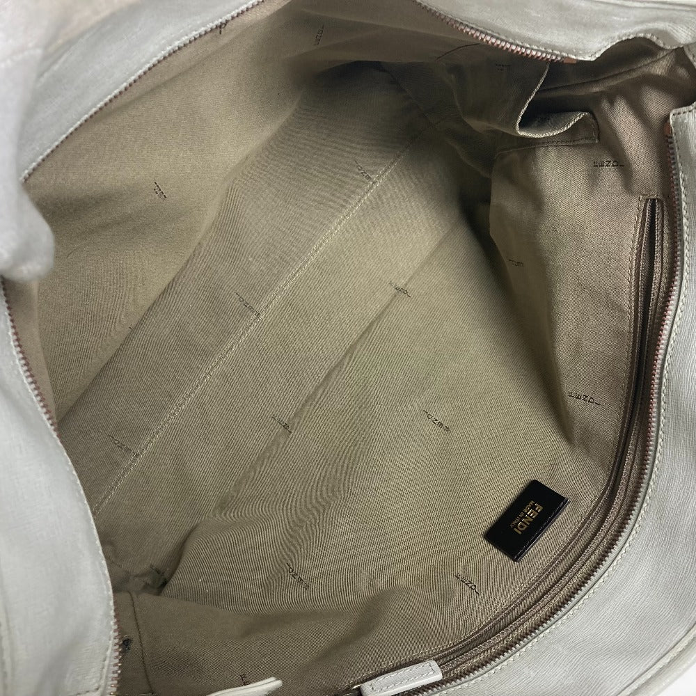 FENDI Shoulder Bag 8BH185 Leather / canvas white Bag Shoulder Bag Tote Bag Zucca logo metal plate Women Used