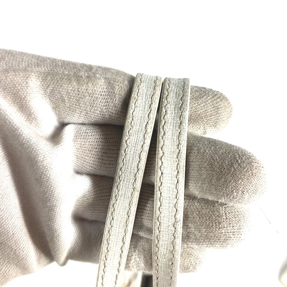 FENDI Shoulder Bag 8BH185 Leather / canvas white Bag Shoulder Bag Tote Bag Zucca logo metal plate Women Used