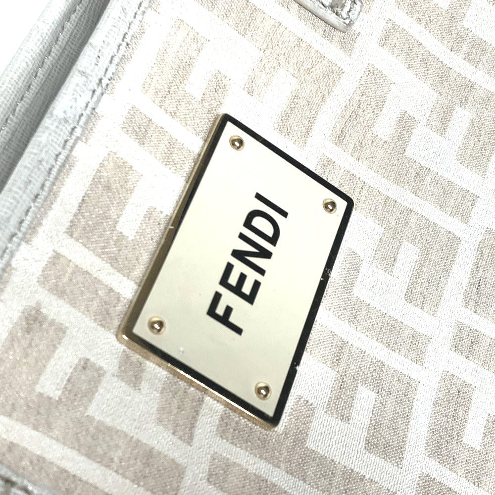 FENDI Shoulder Bag 8BH185 Leather / canvas white Bag Shoulder Bag Tote Bag Zucca logo metal plate Women Used
