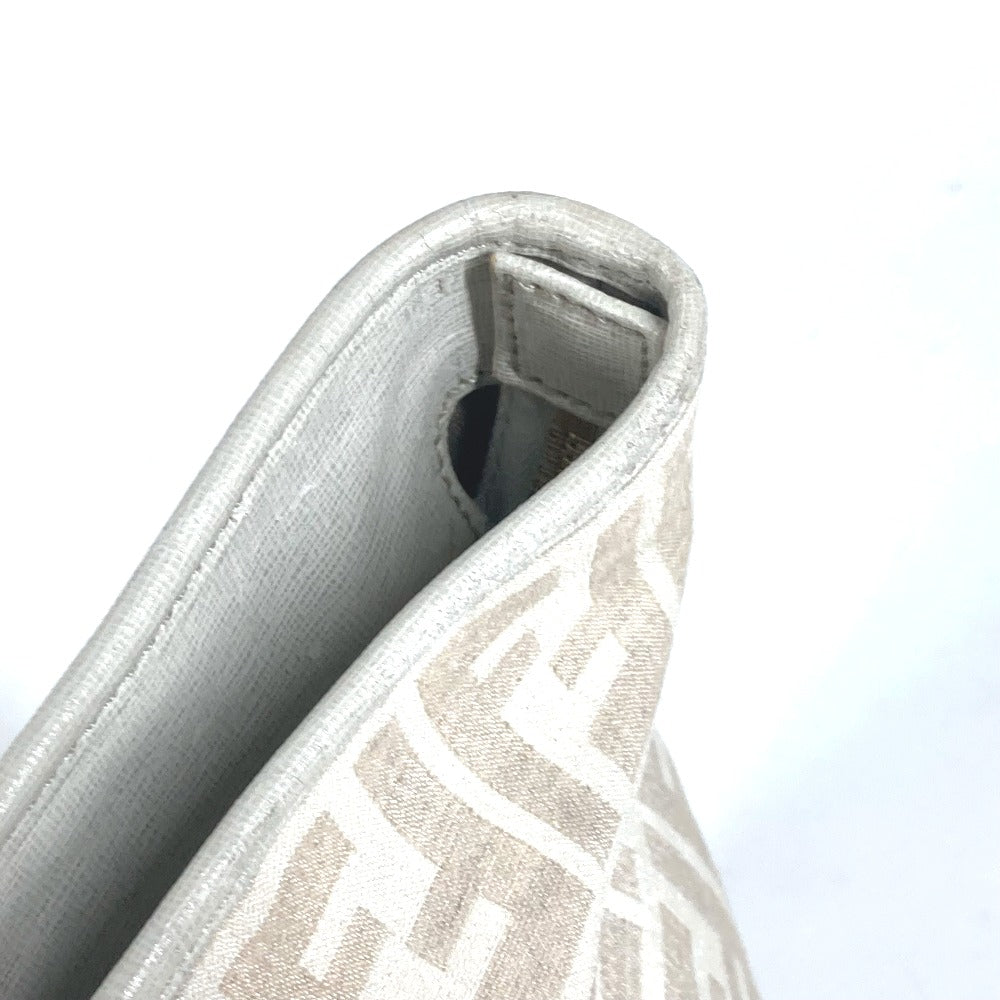 FENDI Shoulder Bag 8BH185 Leather / canvas white Bag Shoulder Bag Tote Bag Zucca logo metal plate Women Used