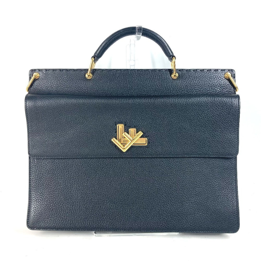 FENDI Business bag 7VA462 leather black Bag Handbag Tote Bag Briefcase Double Face unisex(Unisex) Used