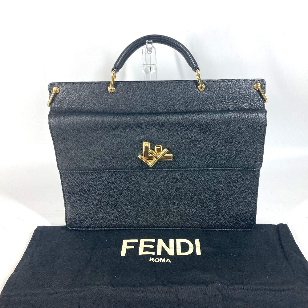 FENDI Business bag 7VA462 leather black Bag Handbag Tote Bag Briefcase Double Face unisex(Unisex) Used