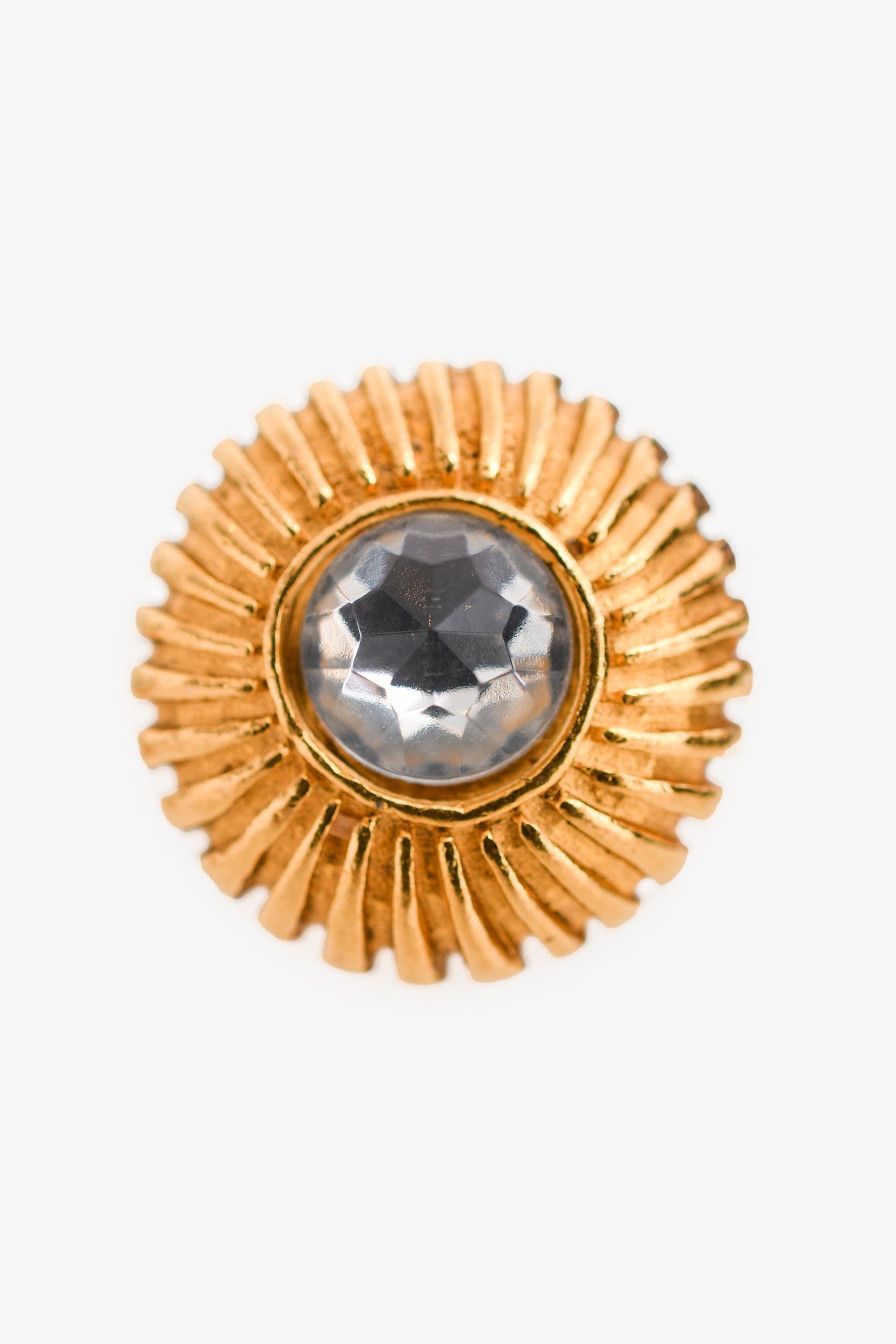 Chanel™ Gold Tone Sunburst Rhinestone Clip On Earrings