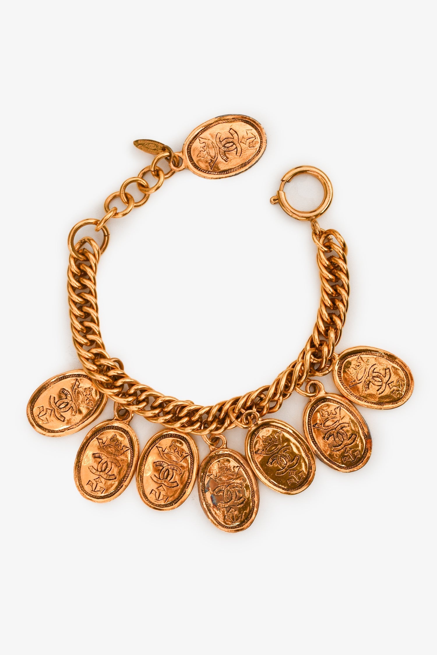 Chanel™ Gold Tone Coco Mark Coin Crown Bracelet