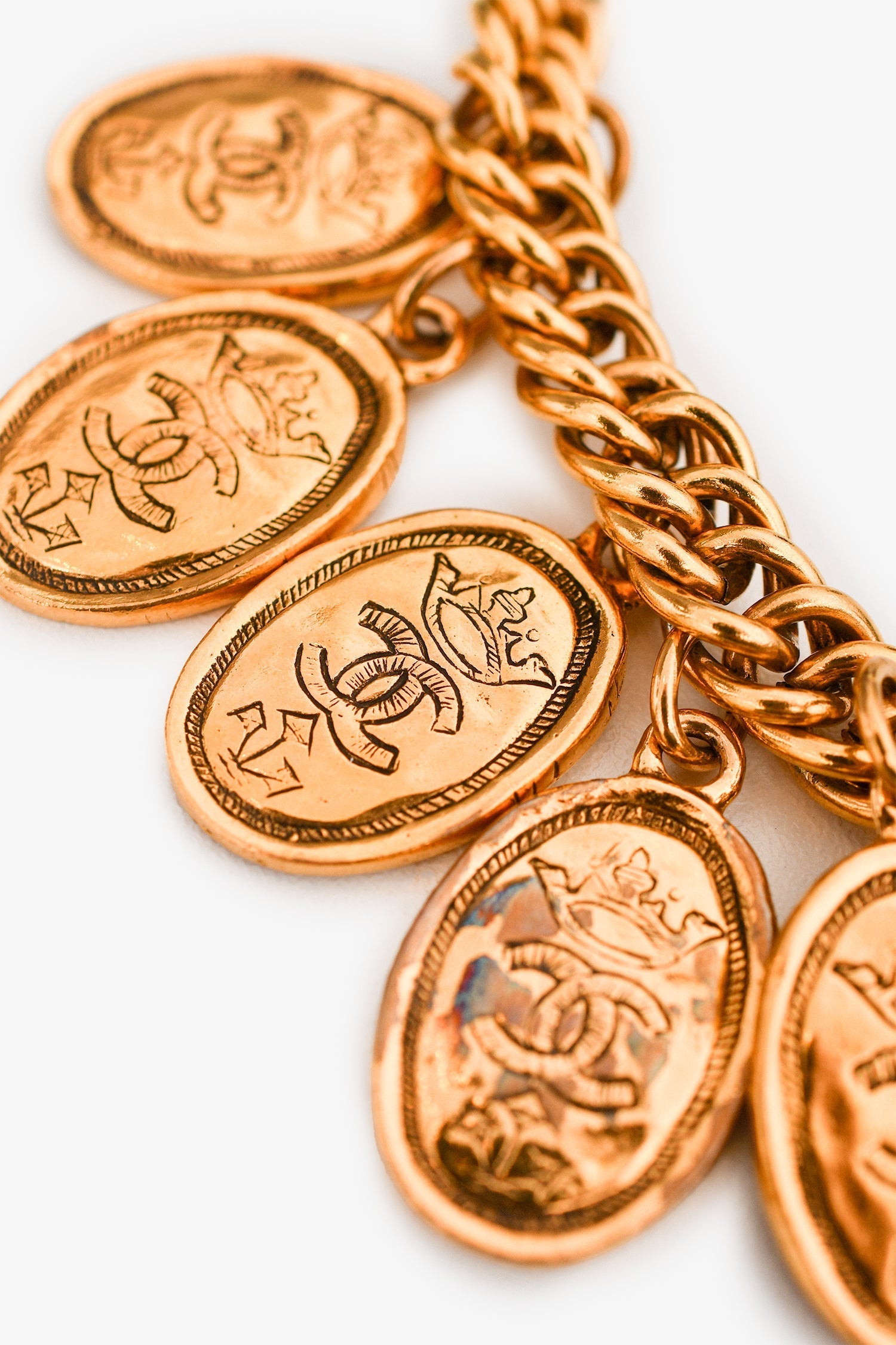 Chanel™ Gold Tone Coco Mark Coin Crown Bracelet
