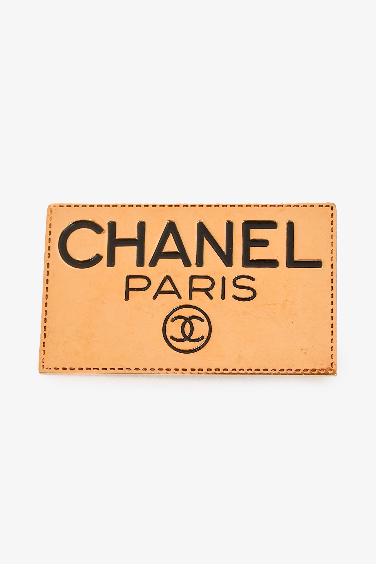 Chanel™ Gold-Tone CC Logo Rectangle Pin Brooch