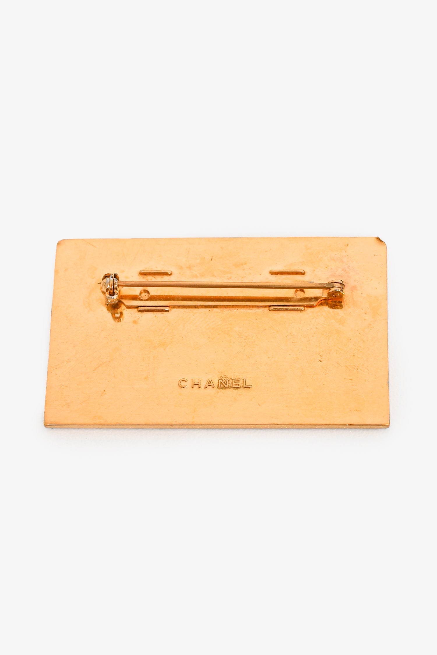 Chanel™ Gold-Tone CC Logo Rectangle Pin Brooch