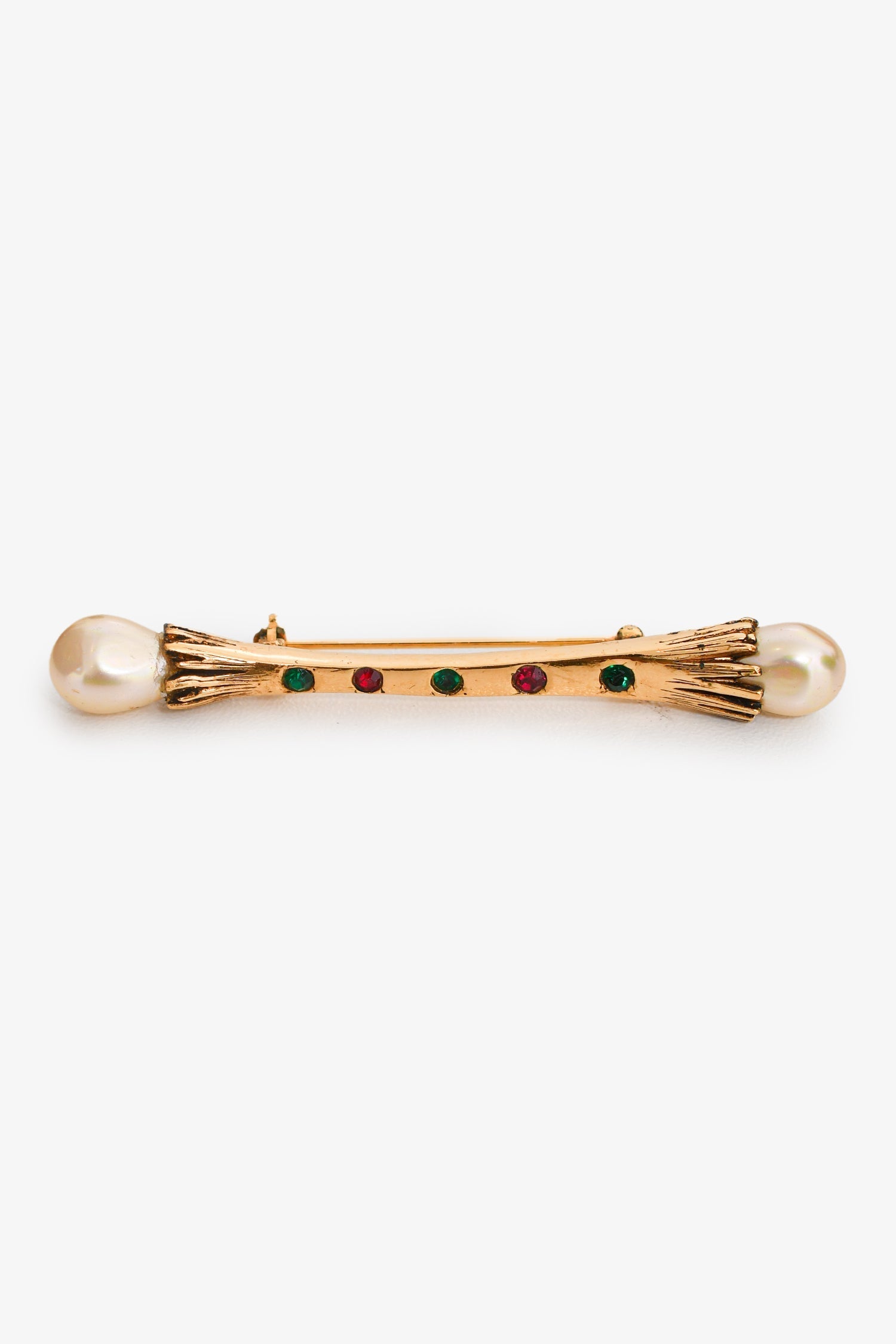 Chanel™ Gold-Tone Crystal Pearl Bar Brooch