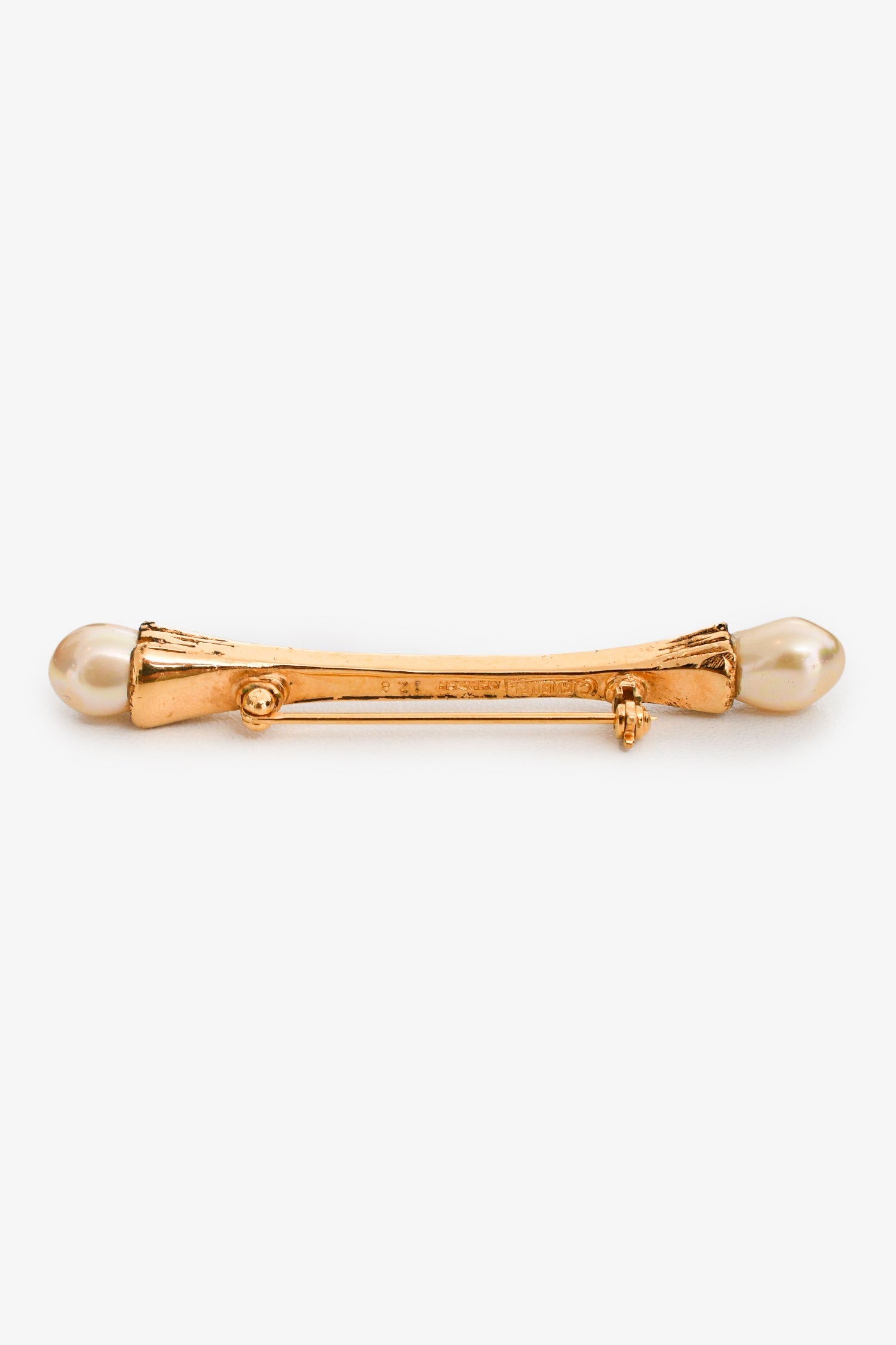 Chanel™ Gold-Tone Crystal Pearl Bar Brooch