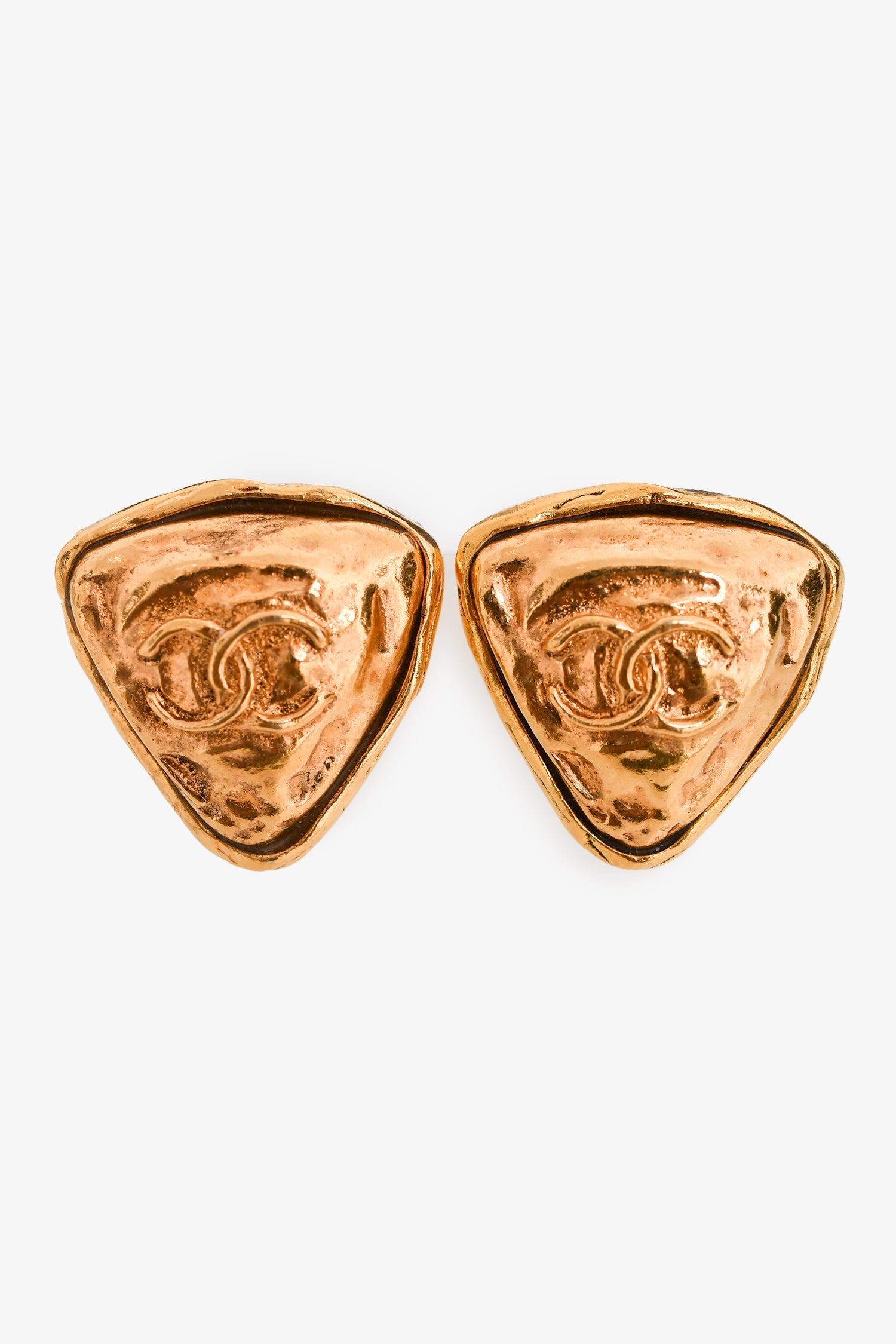 Chanel™ Gold Tone Triangle Clip-on Earrings