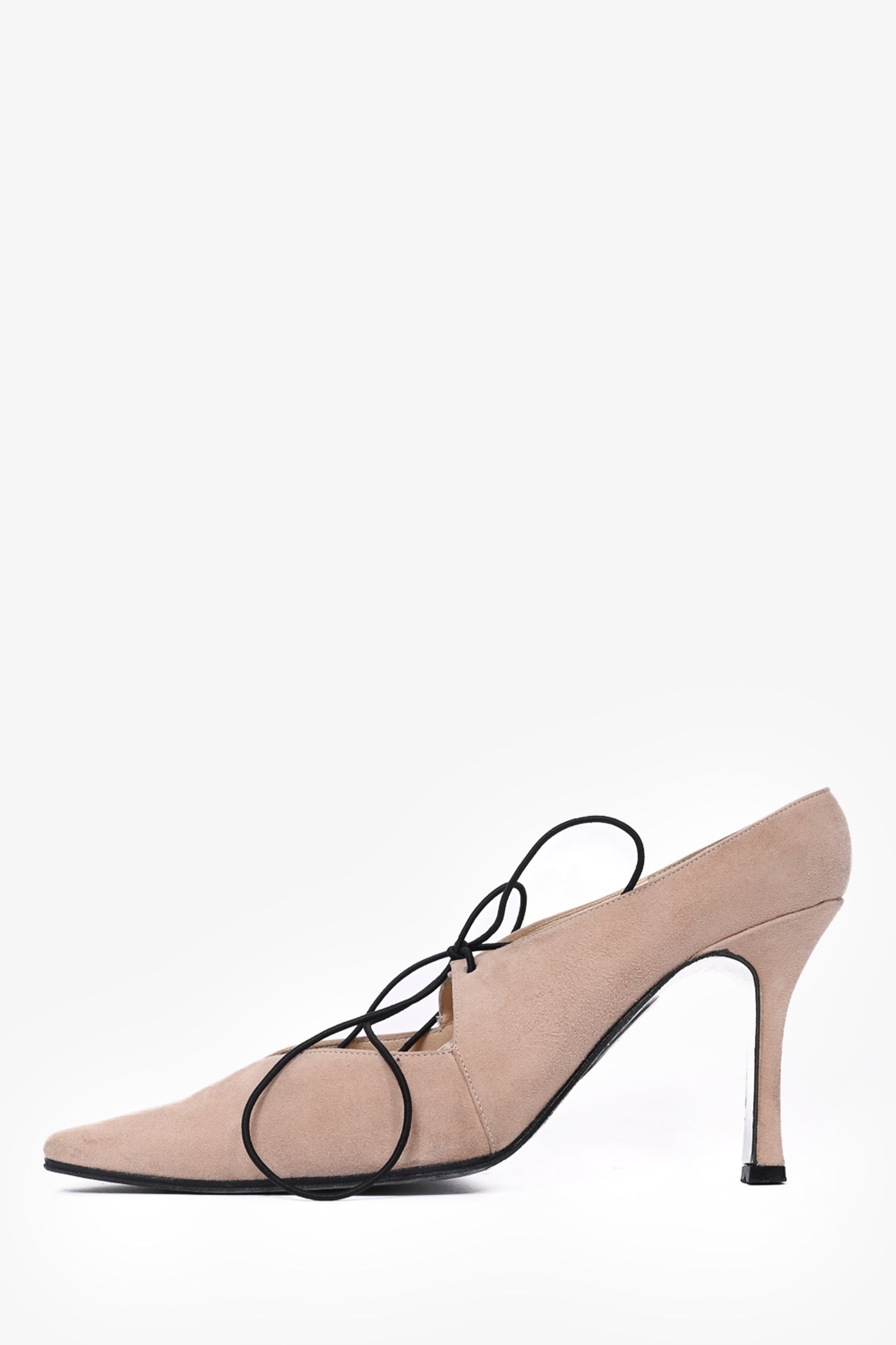 Chanel™ Beige Suede Lace Up Pointed Heels Size 35