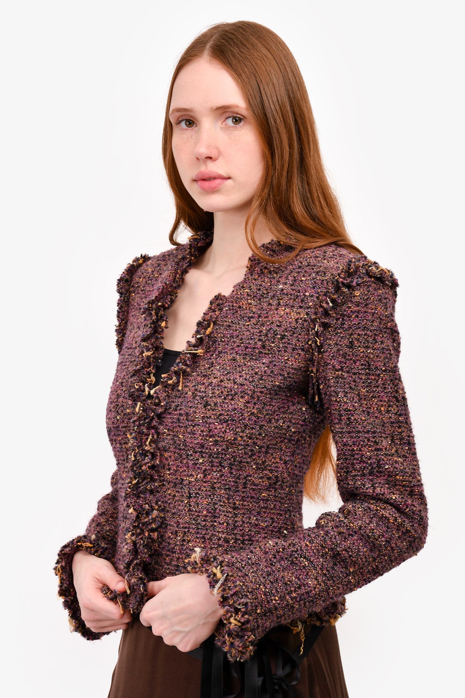 Chanel™ Fall 2003 Purple/Gold Tweed Jacket Size 38