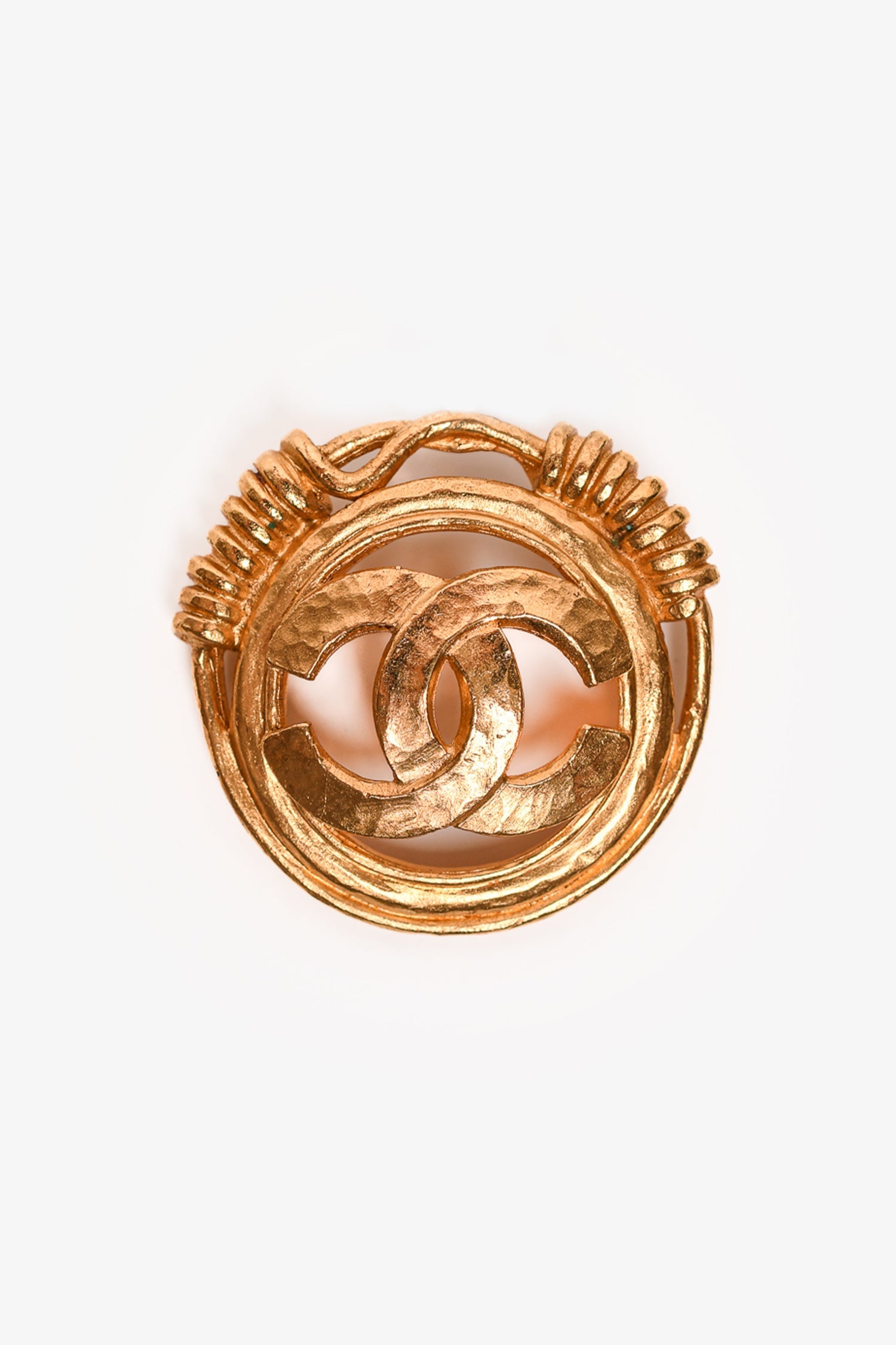 Chanel™ Gold Toned CC Round Brooch