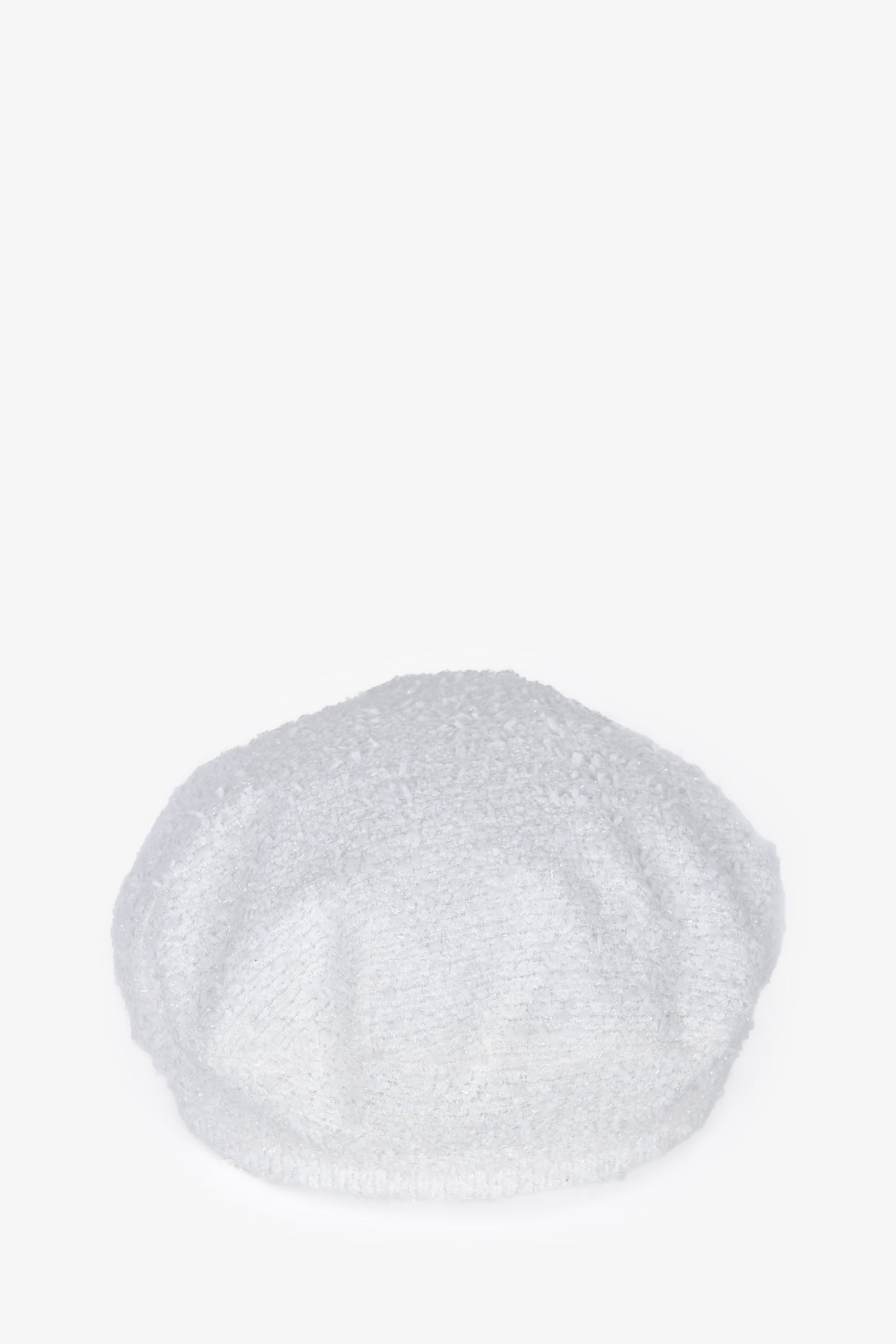 Chanel™ White Sparkly Tweed Beret Hat Size M