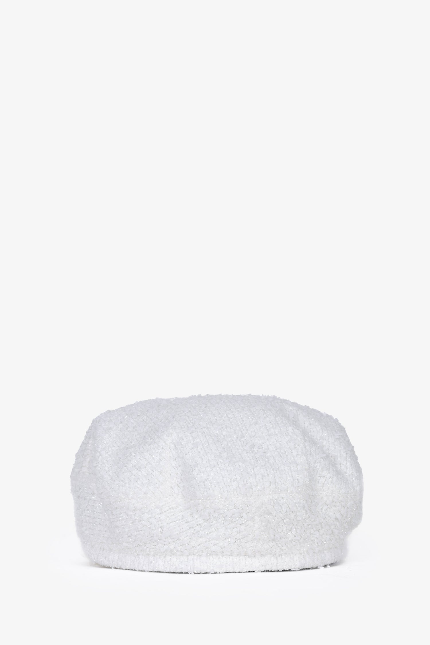 Chanel™ White Sparkly Tweed Beret Hat Size M