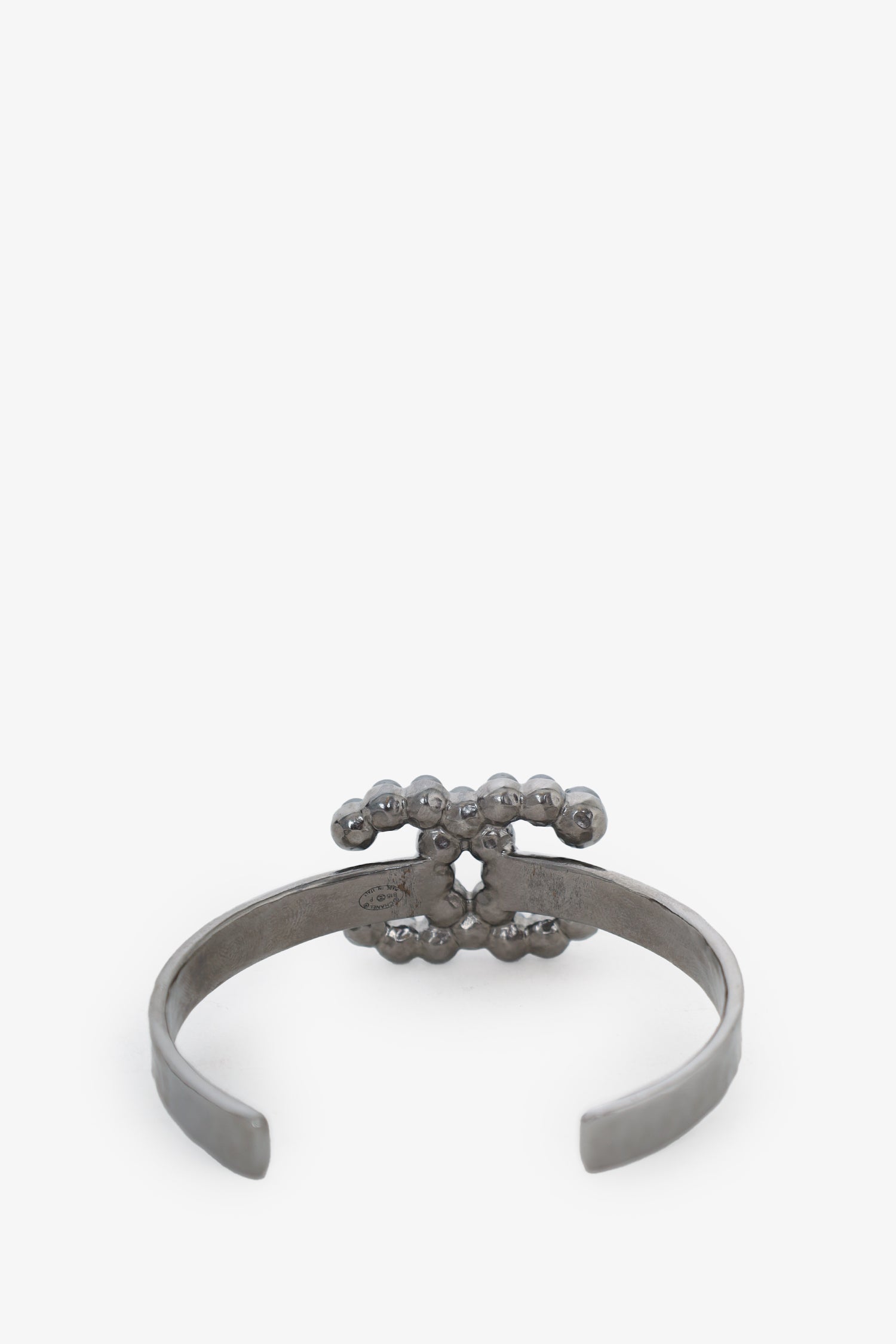 Chanel™ Metal Double C Bracelet with Silver Toned Pearl