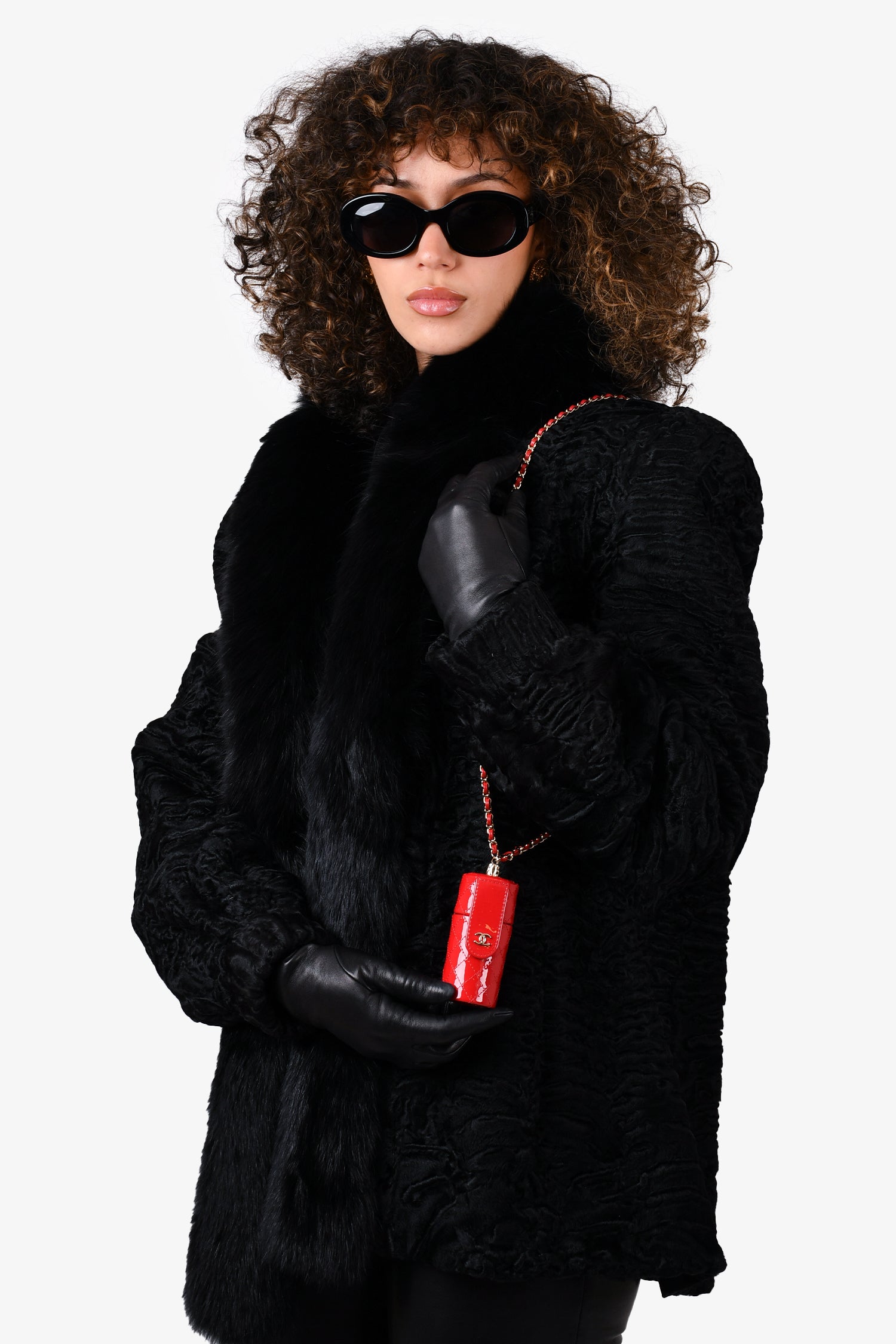 Chanel™ 2020 Red Patent Leather Quilted Lipstick Holder Necklace