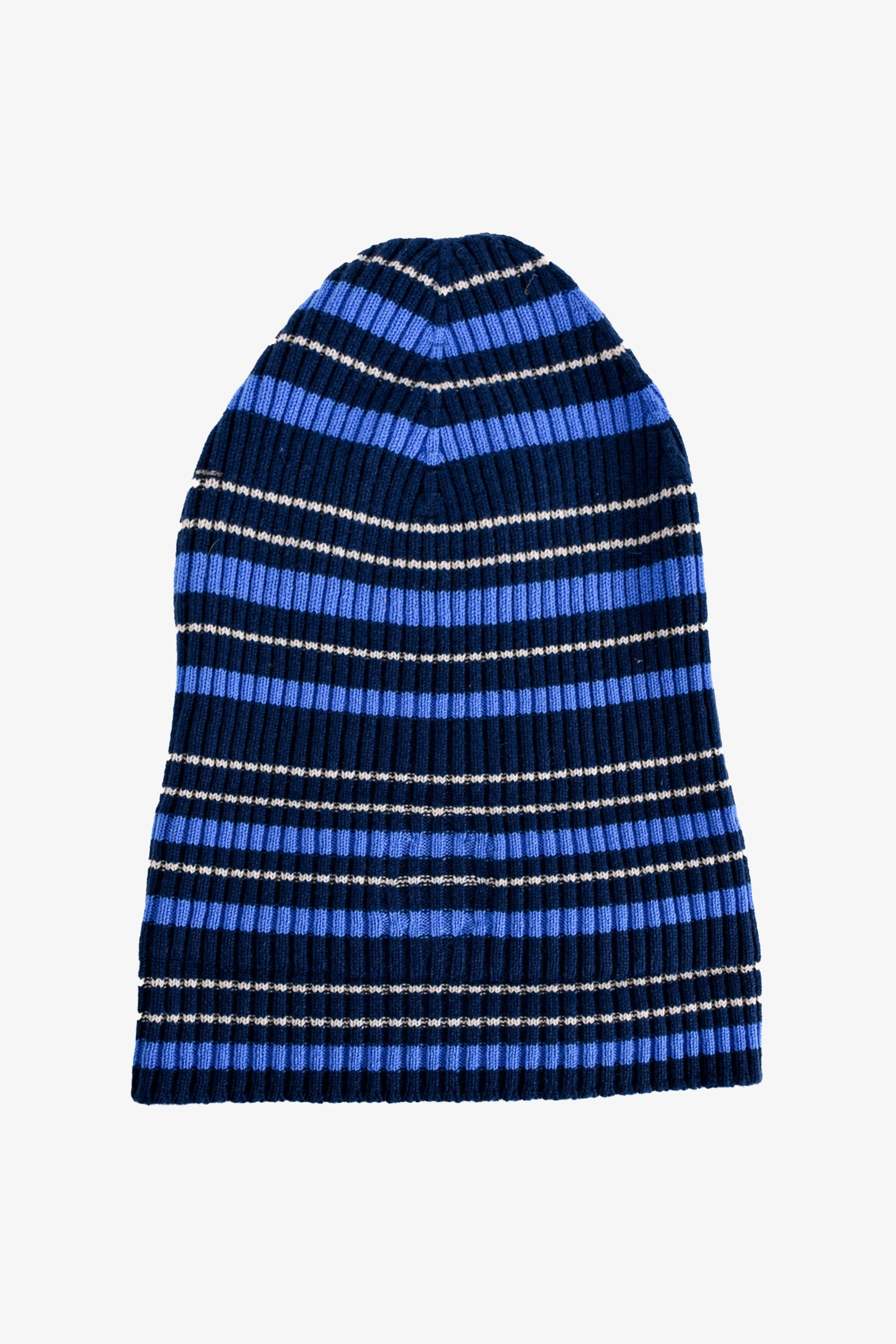 Chanel™ Blue Striped Cashmere Snowflake CC Logo Toque Size L