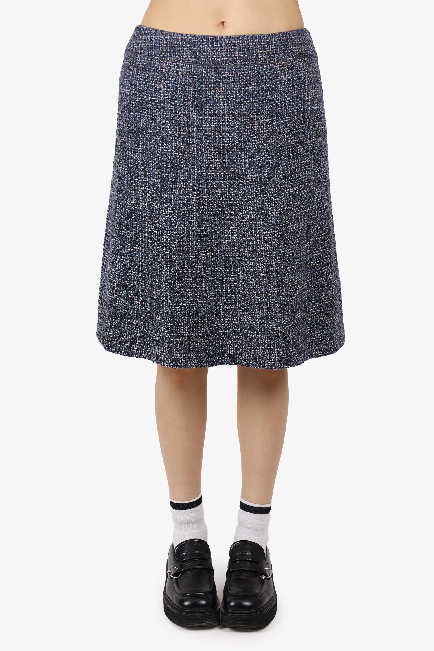 Chanel™ 2003 Autumn Blue/Pink Tweed Midi Skirt Size 42