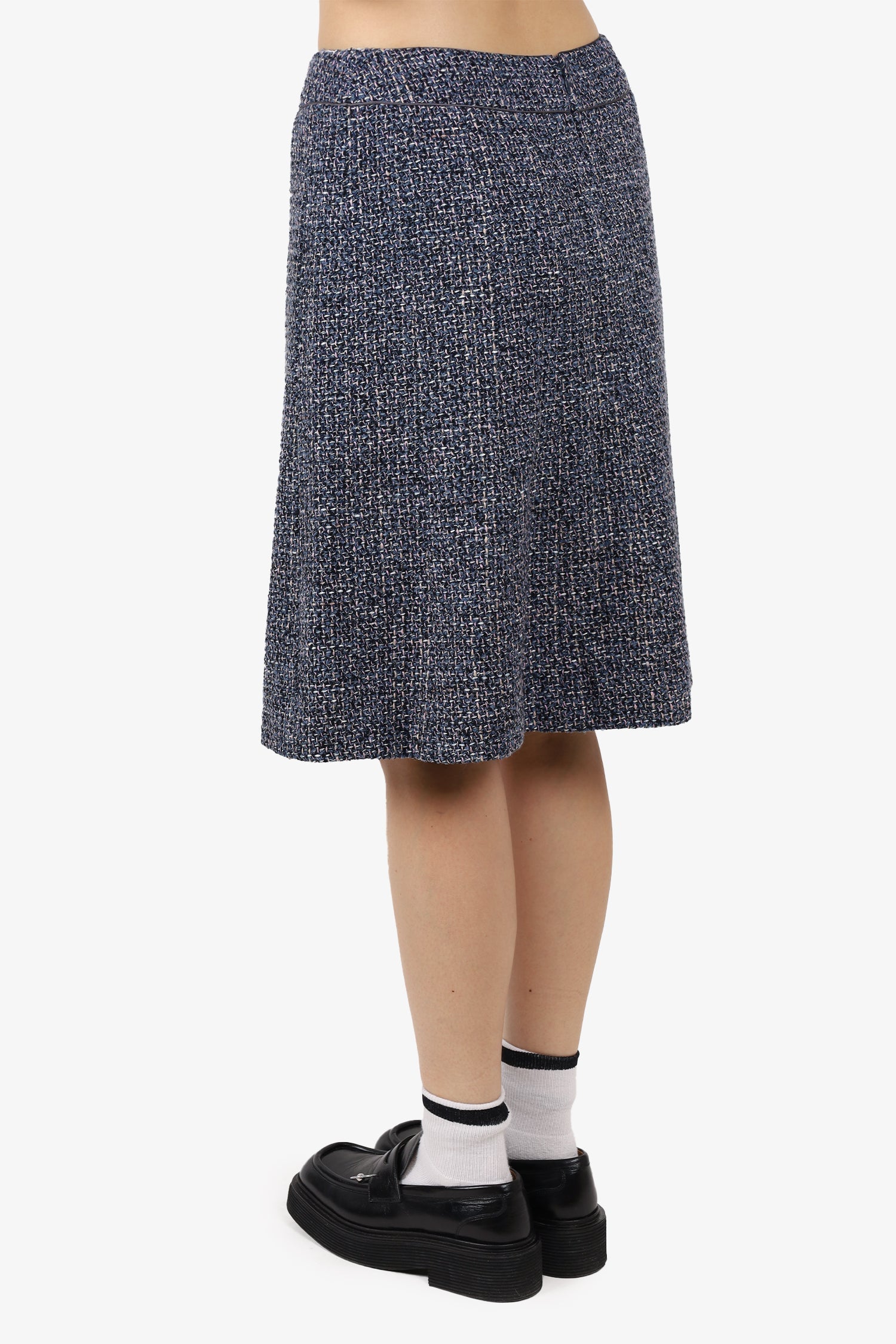 Chanel™ 2003 Autumn Blue/Pink Tweed Midi Skirt Size 42