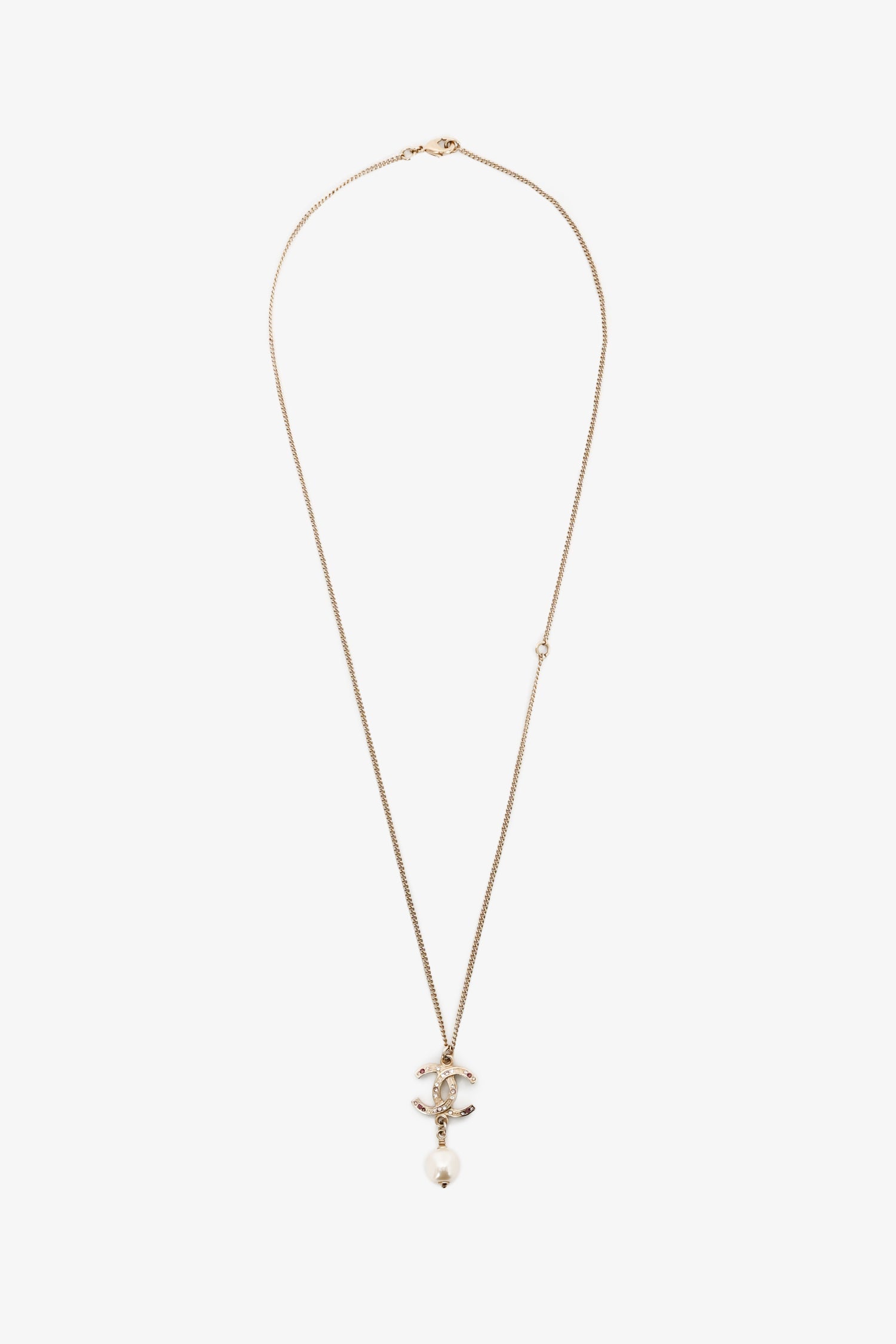 Chanel™ 2012 Gold Toned 'CC' Faux Pearl Drop Necklace