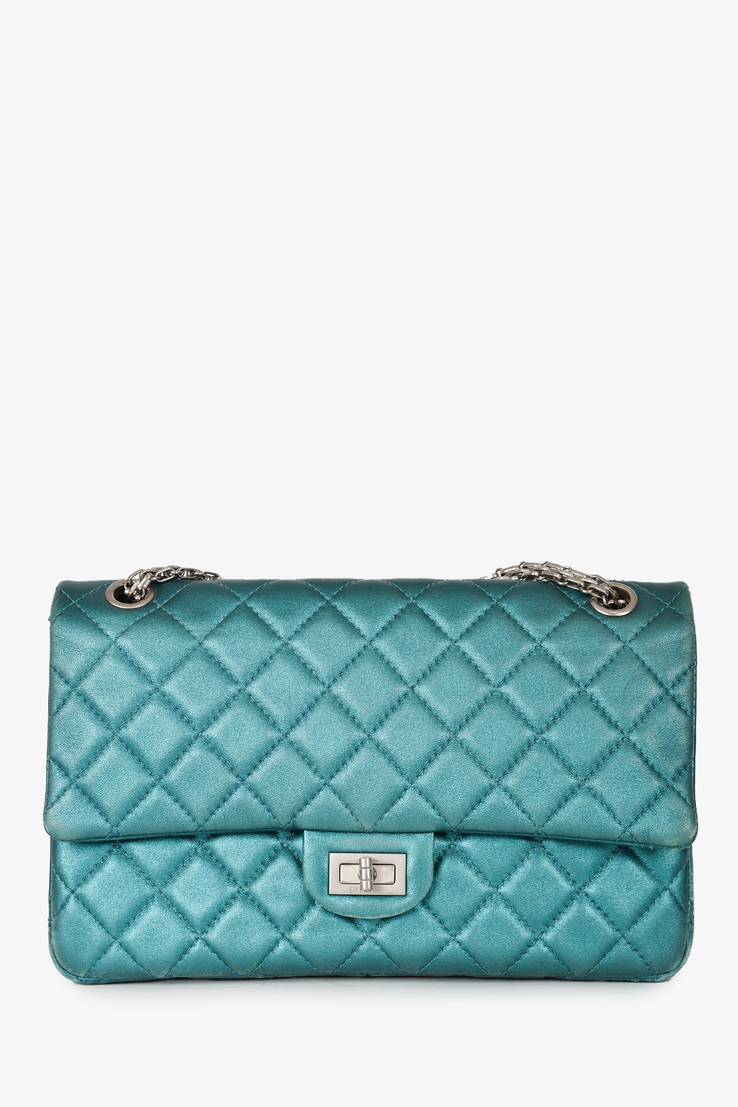 Chanel™ 2008/9 Teal Metallic Quilted Leather 2.55 Reissue 226 Double Flap Bag