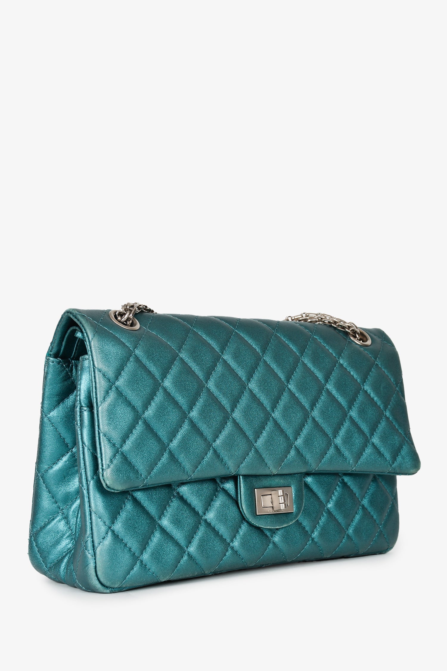 Chanel™ 2008/9 Teal Metallic Quilted Leather 2.55 Reissue 226 Double Flap Bag
