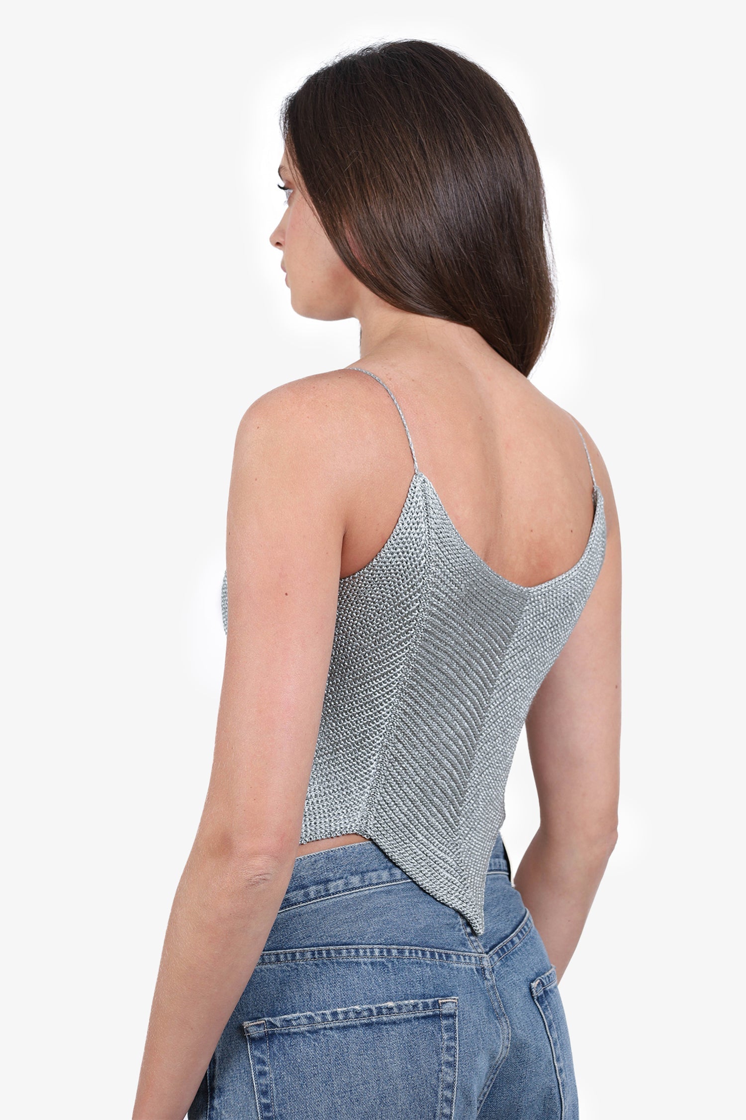 Chanel™ 99P Grey Knitted Triangle Hem Top Size 40