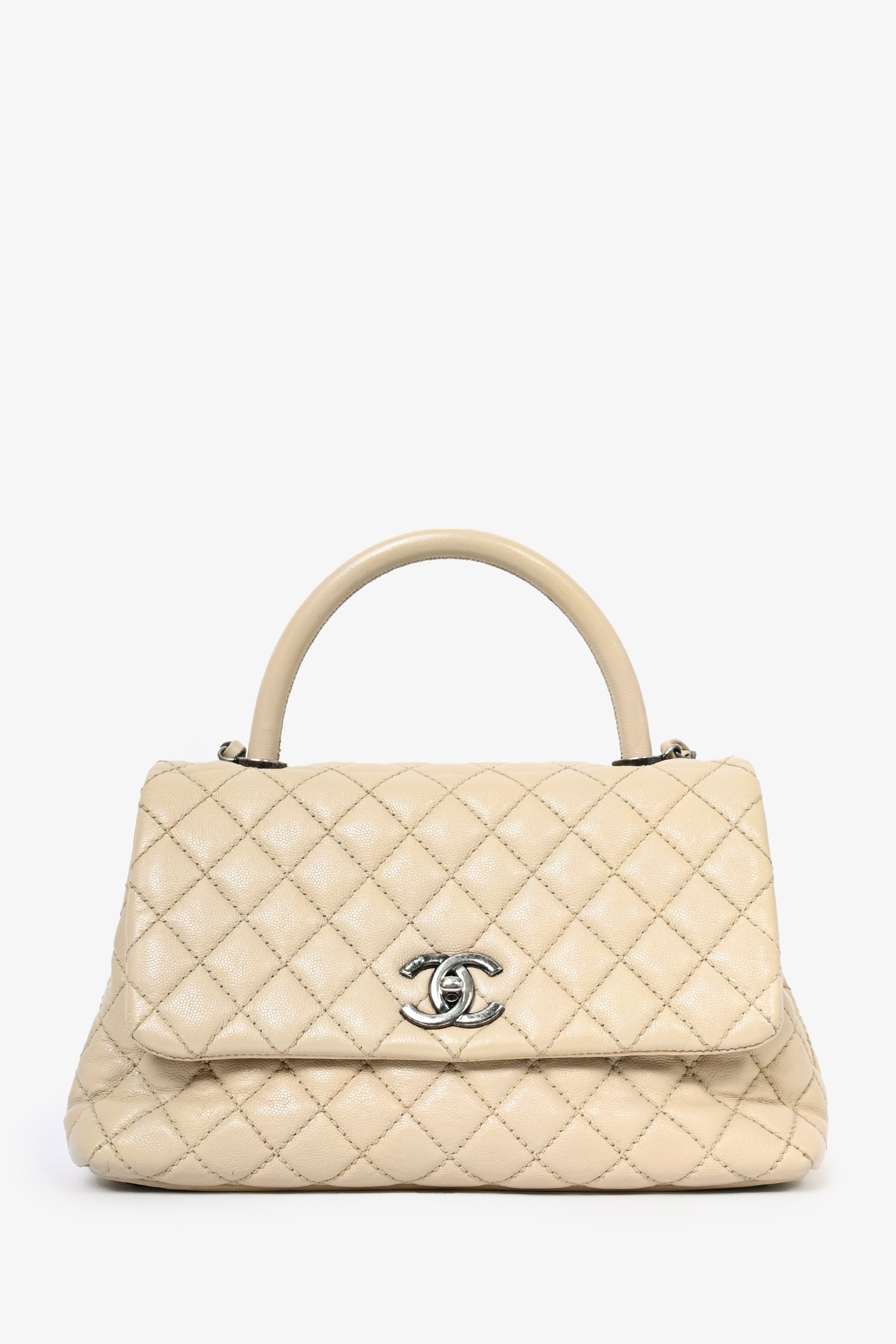 Chanel™ 2016 Cream Leather Small Coco Top Handle