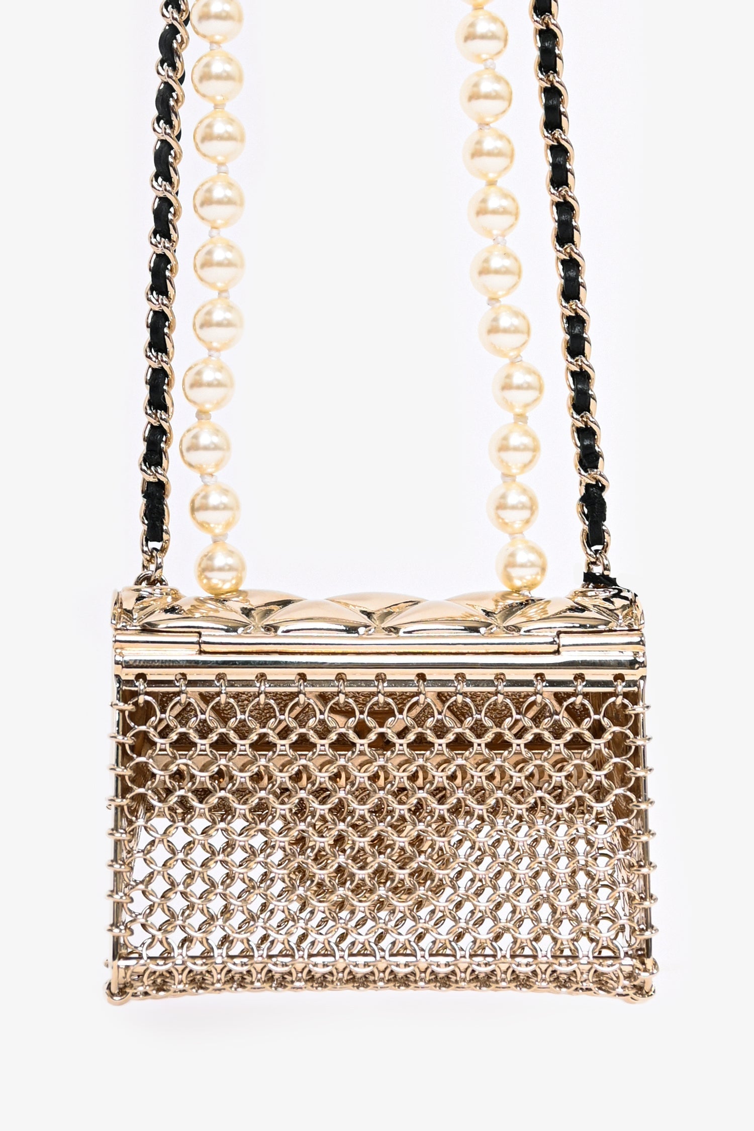 Chanel™ Gold Tone Pearl/Chain 'CC' Flap Bag Necklace