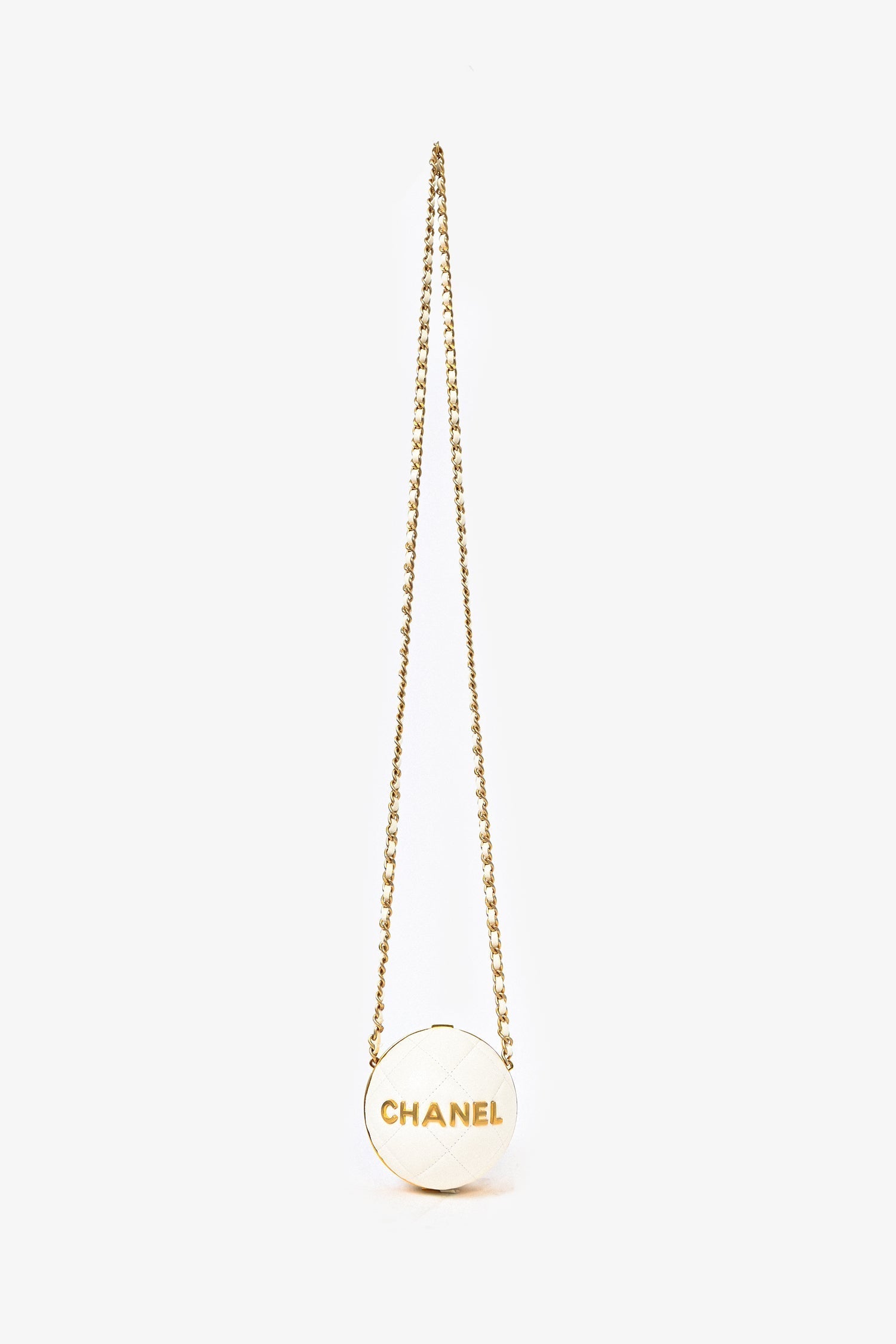 Chanel™ White Lambskin Leather Paris-Le19M Coco Sphere Minaudiere Bag