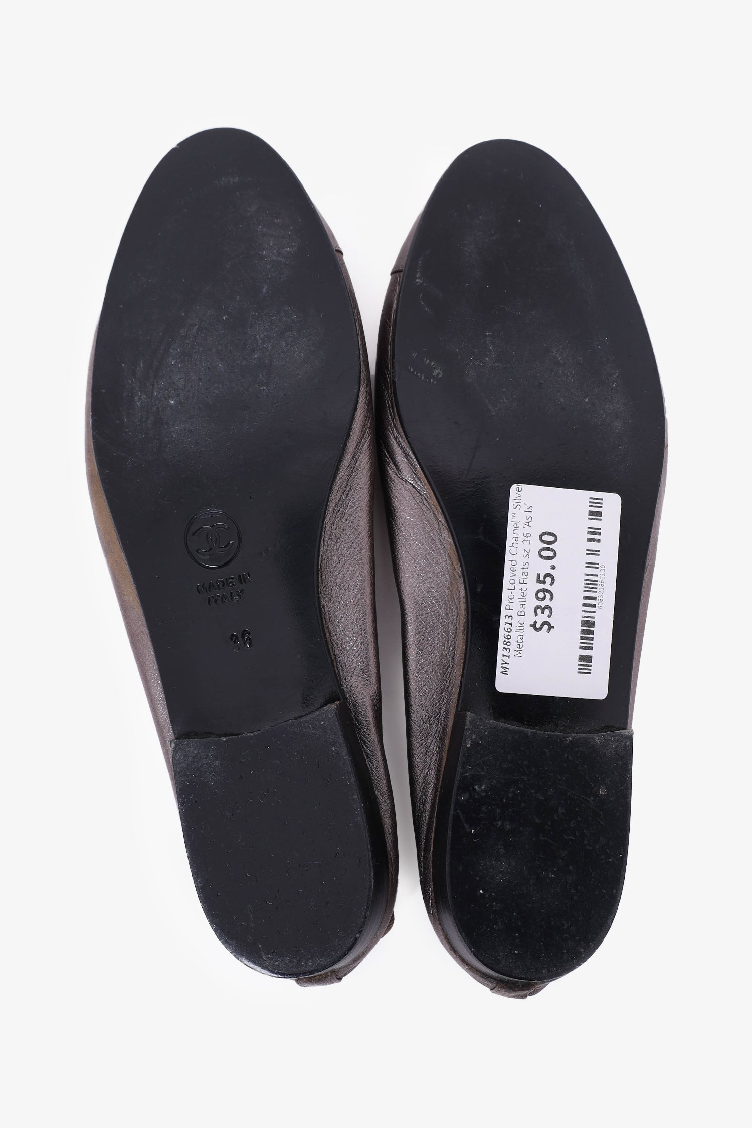 Chanel™ Silver Metallic Ballet Flats Size 36