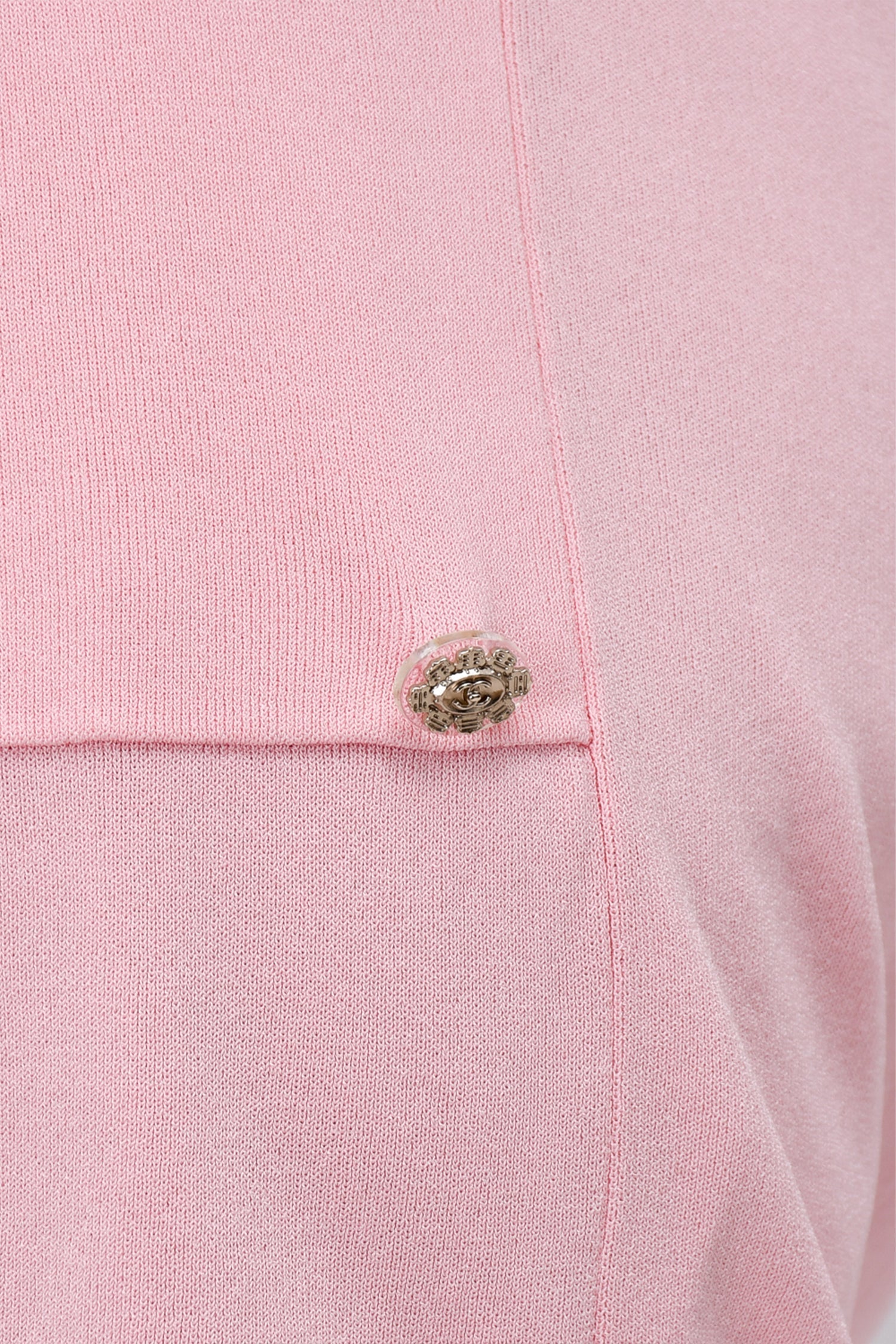 Chanel™ Baby Pink Knit Short Sleeve Front Pocket Detail Dress Size 38