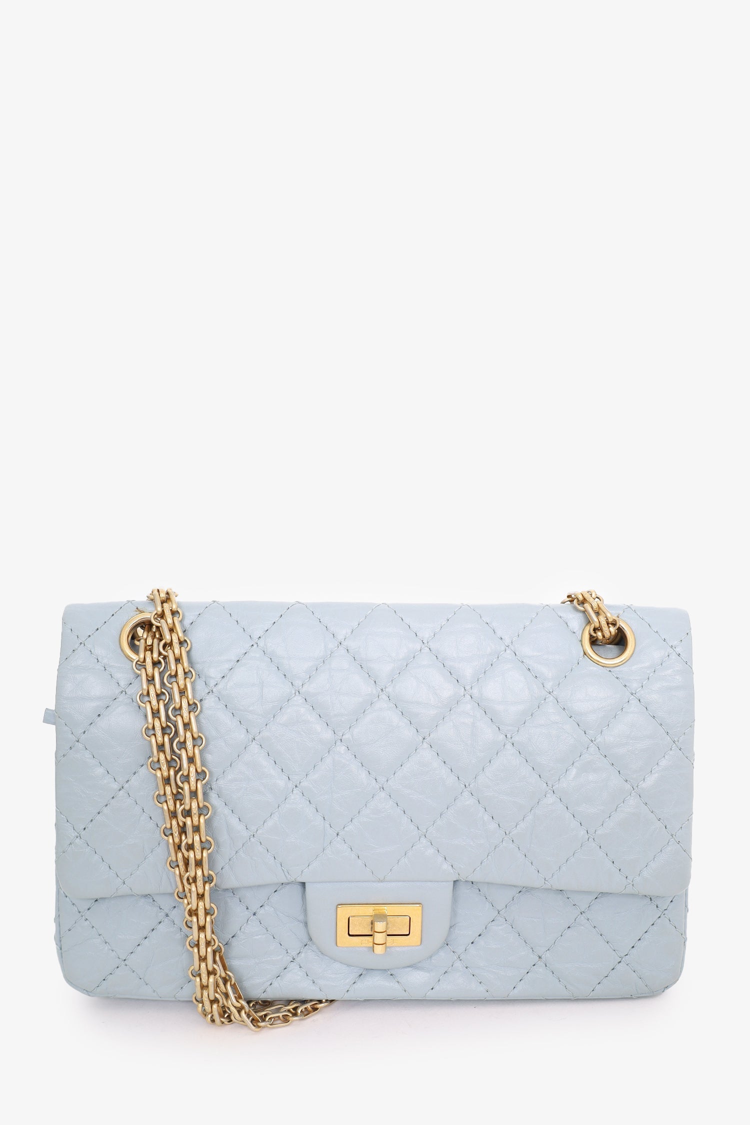 Chanel™ 2018-2019 Blue Quilted Leather Reissue 225 Double Flap Bag