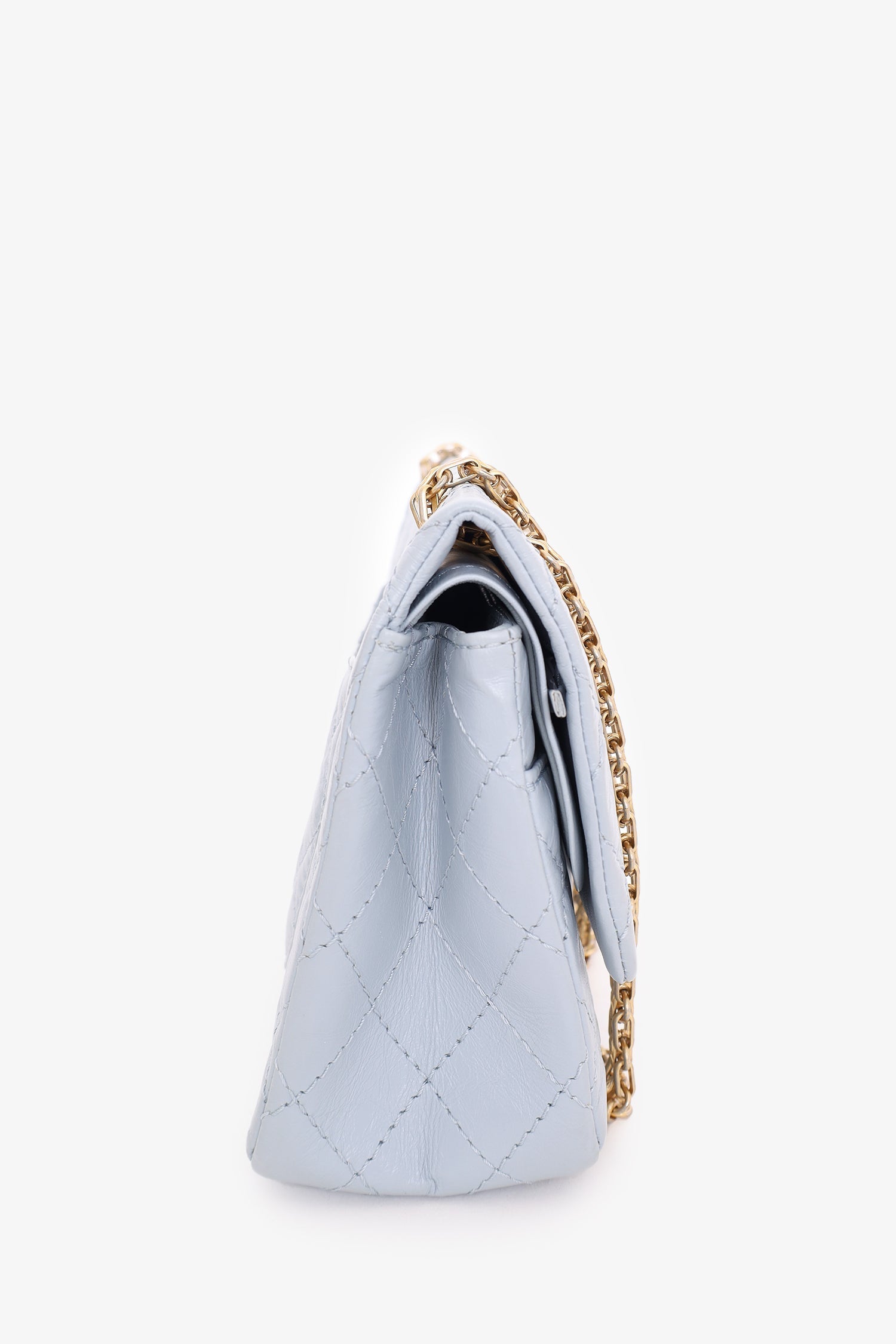 Chanel™ 2018-2019 Blue Quilted Leather Reissue 225 Double Flap Bag