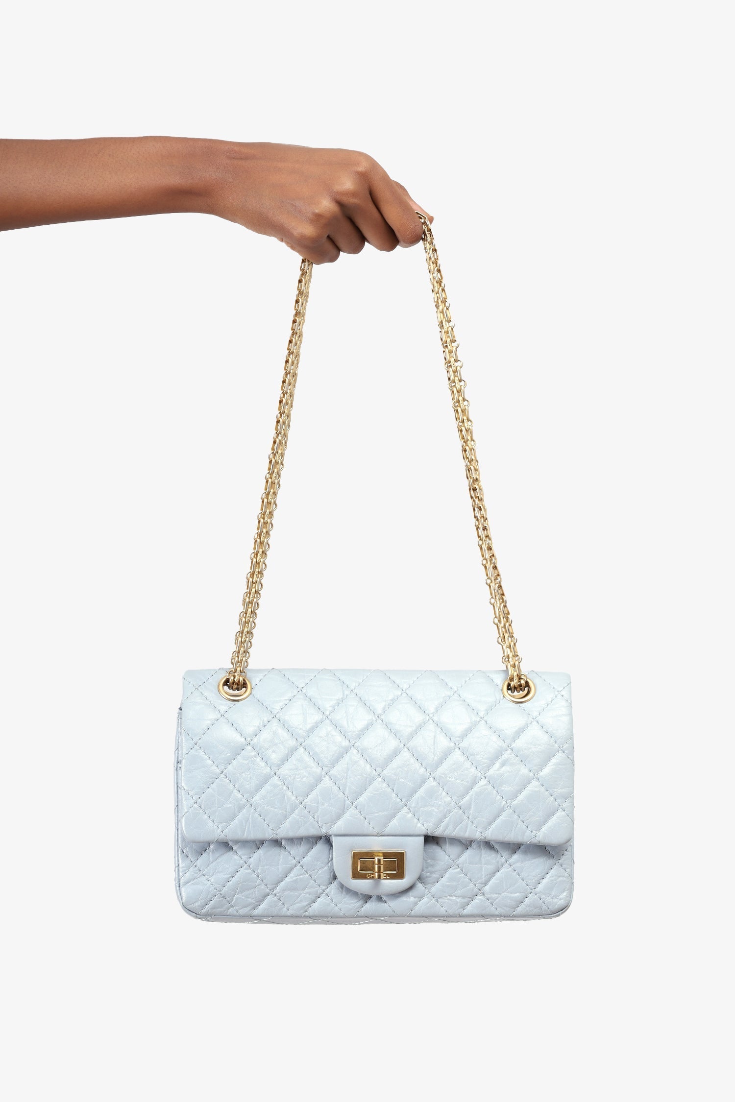 Chanel™ 2018-2019 Blue Quilted Leather Reissue 225 Double Flap Bag