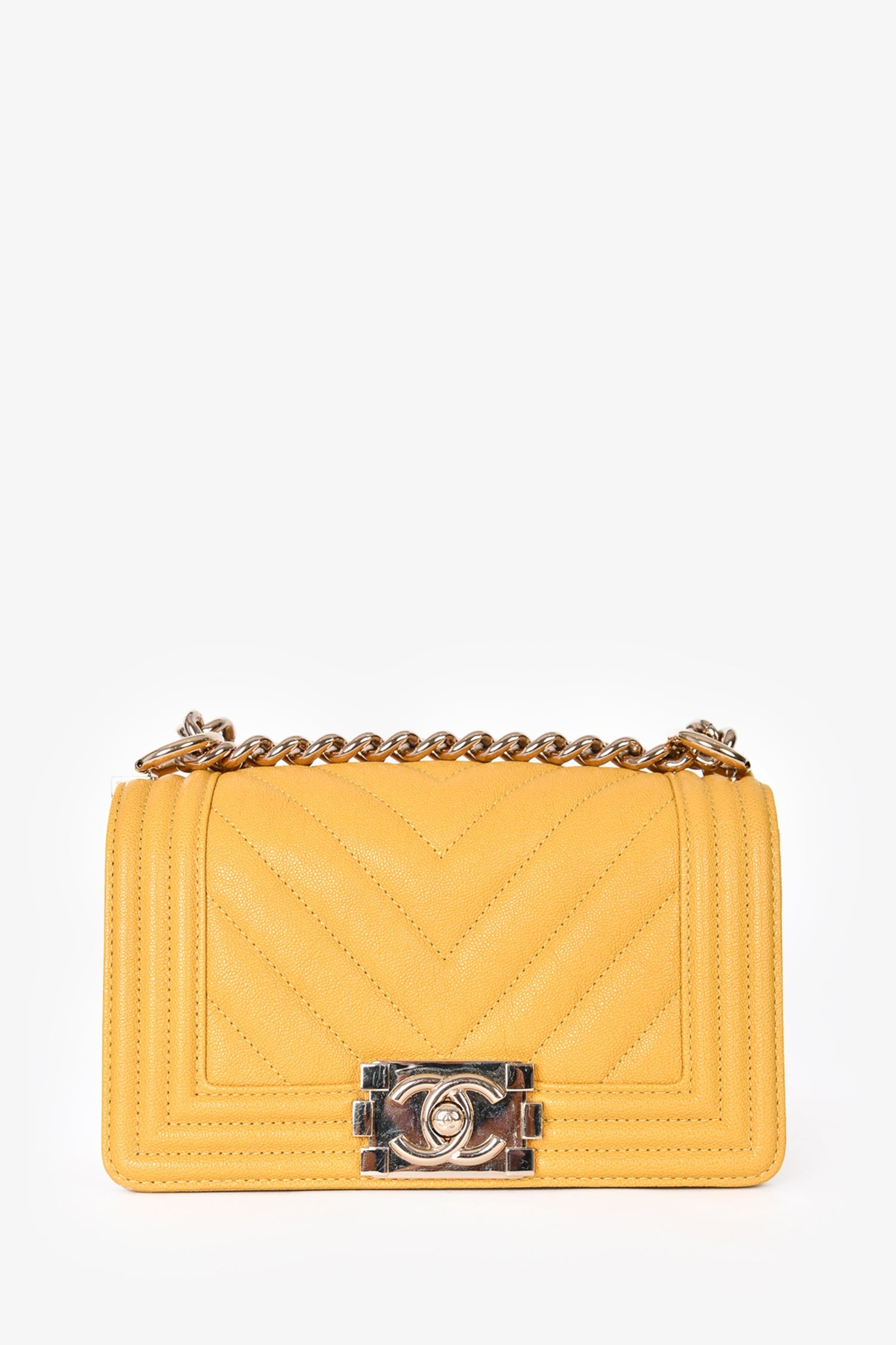 Chanel™ 2019/20 Yellow Caviar Leather Small Boy Bag