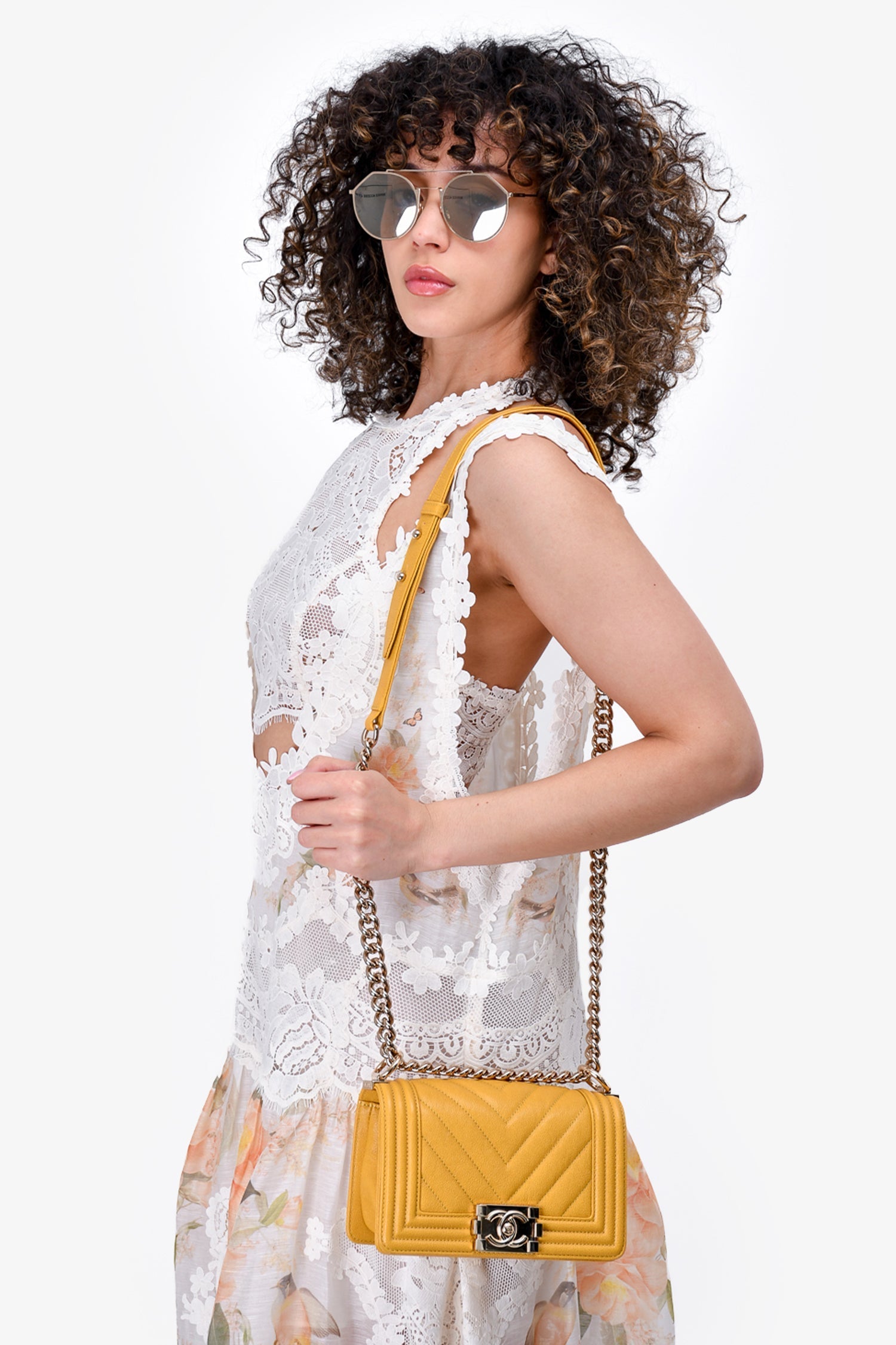 Chanel™ 2019/20 Yellow Caviar Leather Small Boy Bag